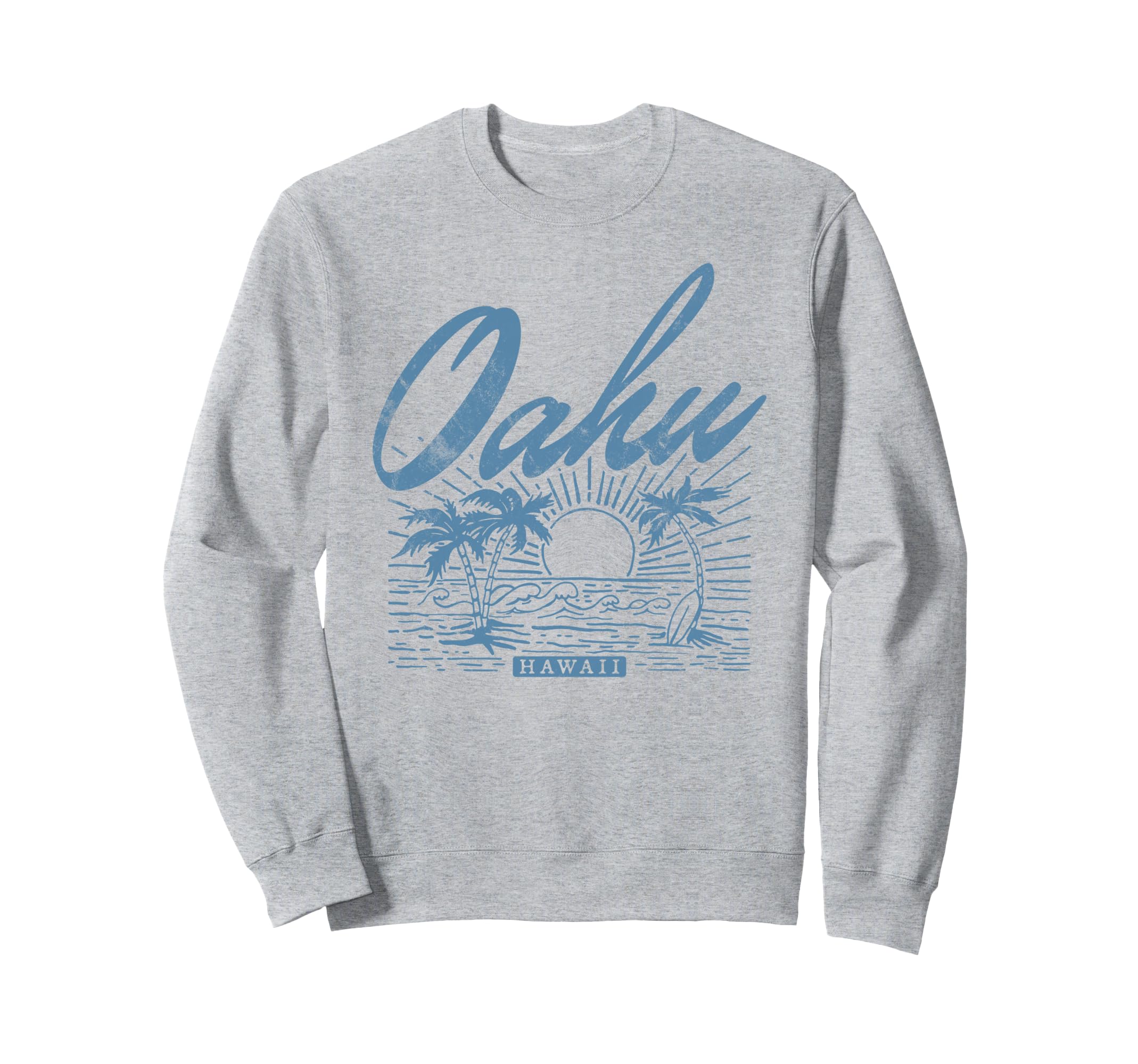 Oahu Hawaii Distressed Beach Sweatshirt - Aesthetic Graphic Unisex - T-Shirt, Sweatshirt, Hoodie