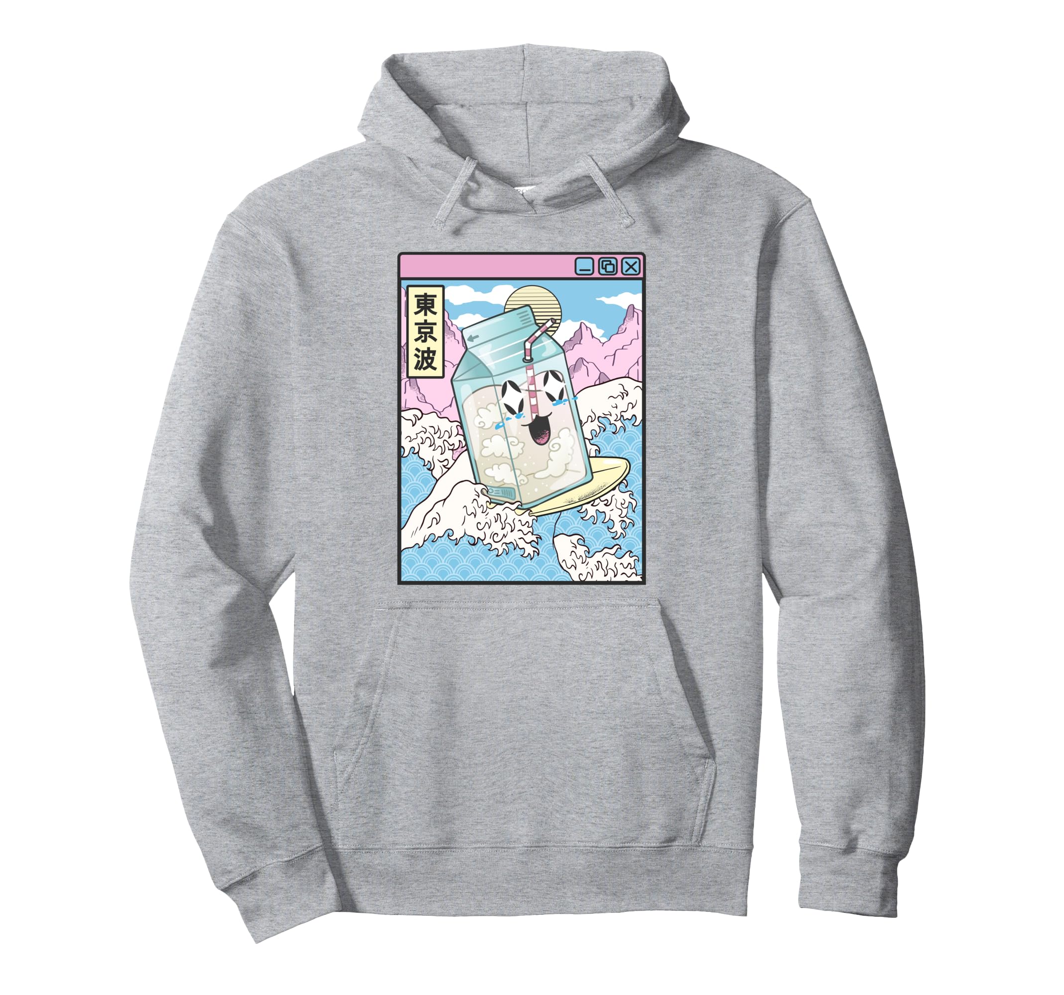 Surfing Milk Carton Japanese Waves Anime Hoodie - Trendy Graphic Men Women - T-Shirt, Sweatshirt, Hoodie