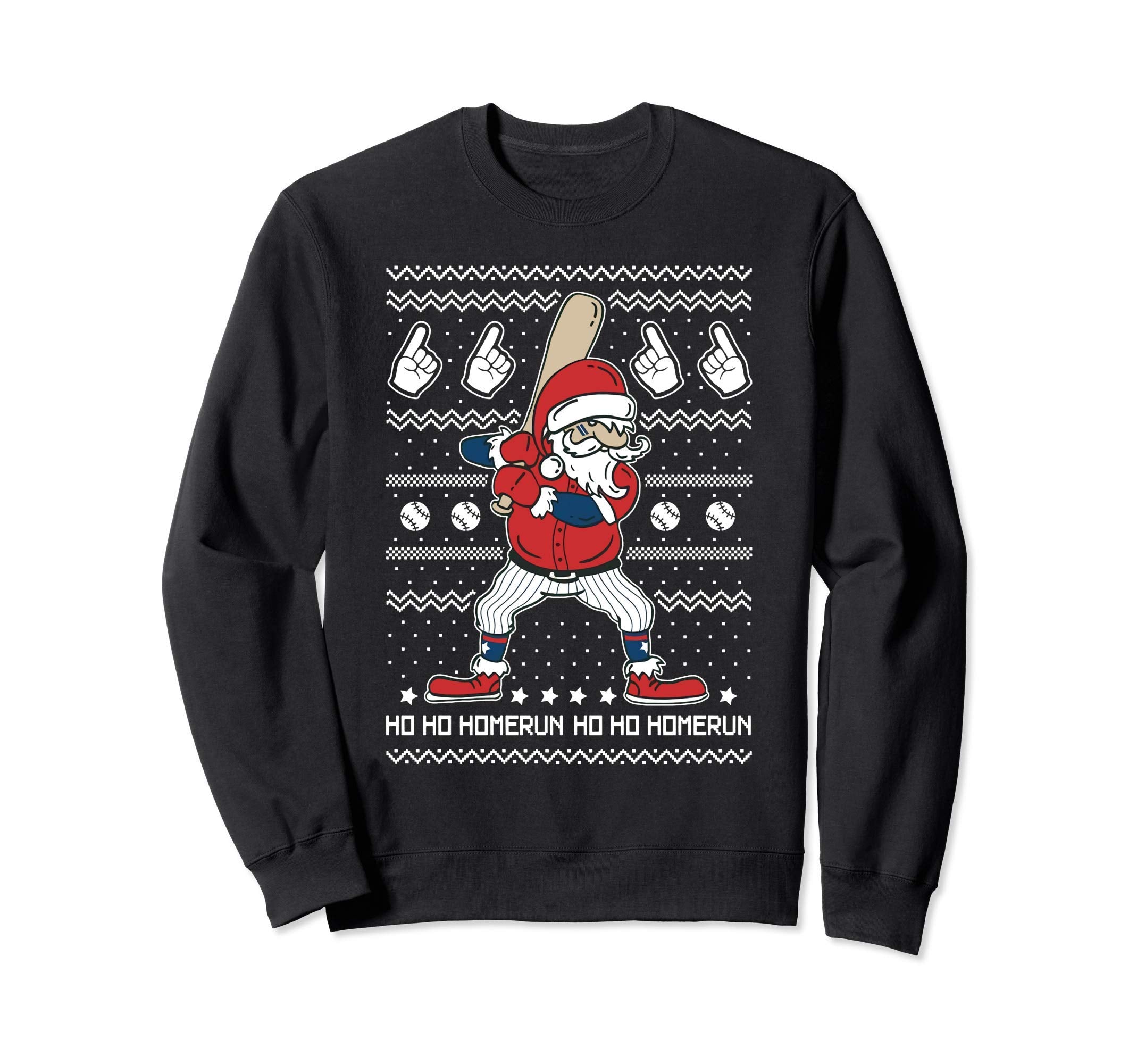 Santa Baseball Fan Home Run Funny Sweatshirt - Graphic Print for Adults - T-Shirt, Sweatshirt, Hoodie