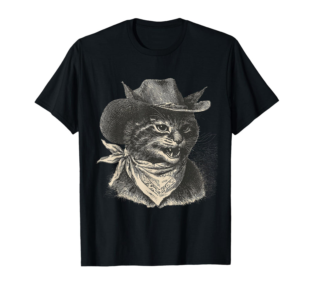 Country Western Cowgirl Funny Cowboy Cat T-Shirt - Novelty Apparel Unisex - T-Shirt, Sweatshirt, Hoodie