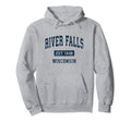 River Falls Wisconsin Wi Athletic Hoodie - Aesthetic Graphic for Adults - T-Shirt, Sweatshirt, Hoodie