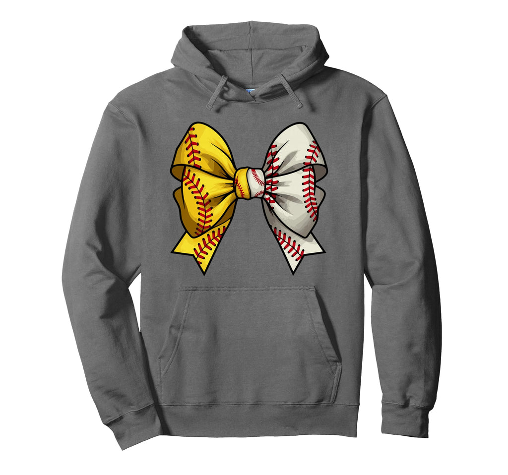 Baseball Softball Coquette Bow Softball Hoodie - Unique Graphic Men Women - T-Shirt, Sweatshirt, Hoodie