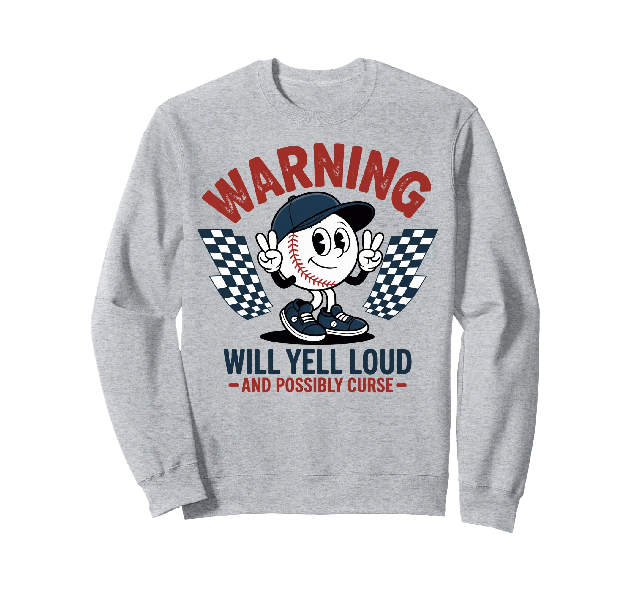 Baseball Warning Will Yell Loud Sweatshirt - Graphic Print for Adults - T-Shirt, Sweatshirt, Hoodie