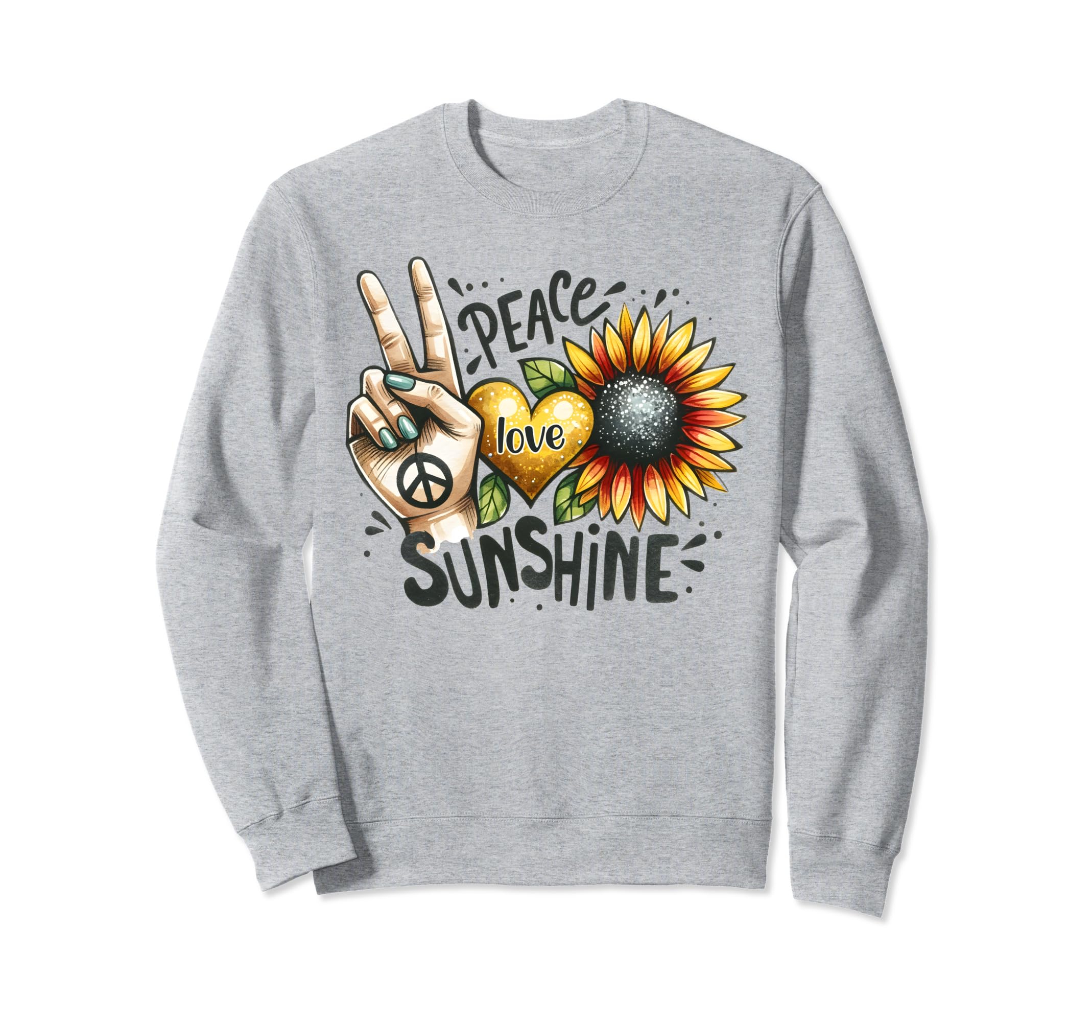 Peace Love Sunshine Sunflowers Sweatshirt - Minimalist Print Men Women - T-Shirt, Sweatshirt, Hoodie