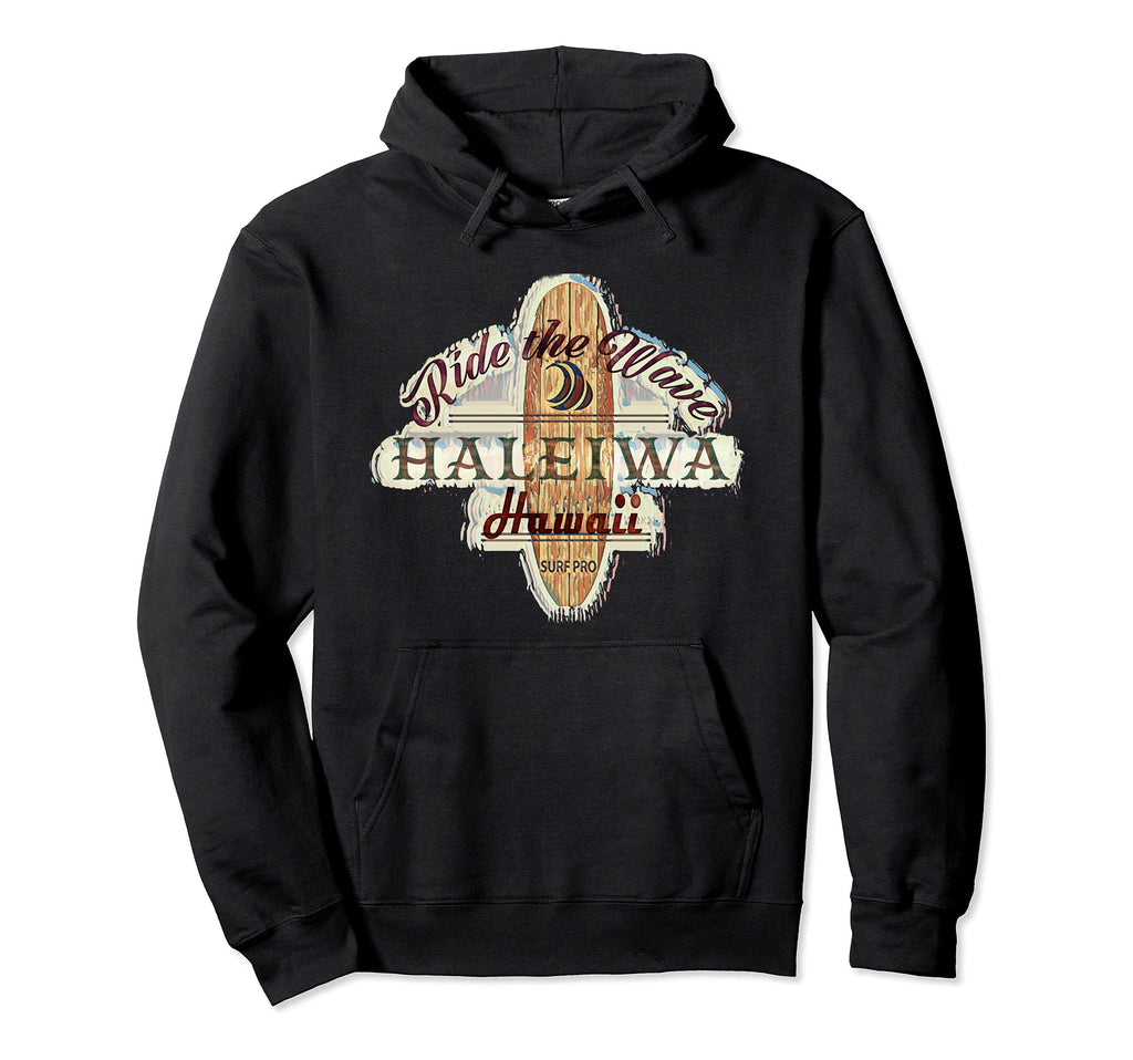 Haleiwa Hawaii Surfing Distressed Hoodie - Unique Graphic for Adults - T-Shirt, Sweatshirt, Hoodie