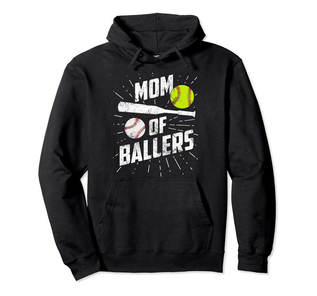 Mom Ballers Funny Baseball Hoodie - Casual Everyday Wear for Adults - T-Shirt, Sweatshirt, Hoodie