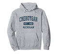 Cheboygan Michigan Mi Sports Navy Hoodie - Streetwear Style Men Women - T-Shirt, Sweatshirt, Hoodie