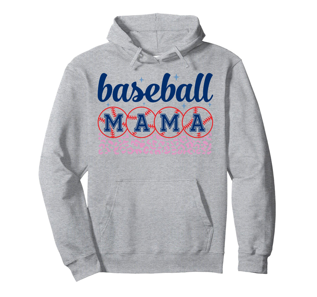 Baseball Mama Mom Leopard Mothers Day Hoodie - Graphic Print Unisex - T-Shirt, Sweatshirt, Hoodie