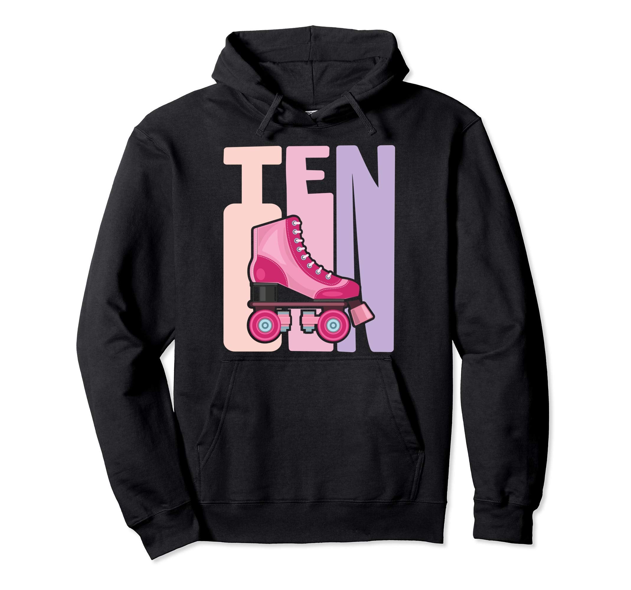 10 Year Old Roller Skating Birthday 10Th Hoodie - Graphic Print Men Women - T-Shirt, Sweatshirt, Hoodie
