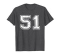 Number 51 Varsity Distressed Sports Team T-Shirt - Custom Art Print Unisex - T-Shirt, Sweatshirt, Hoodie