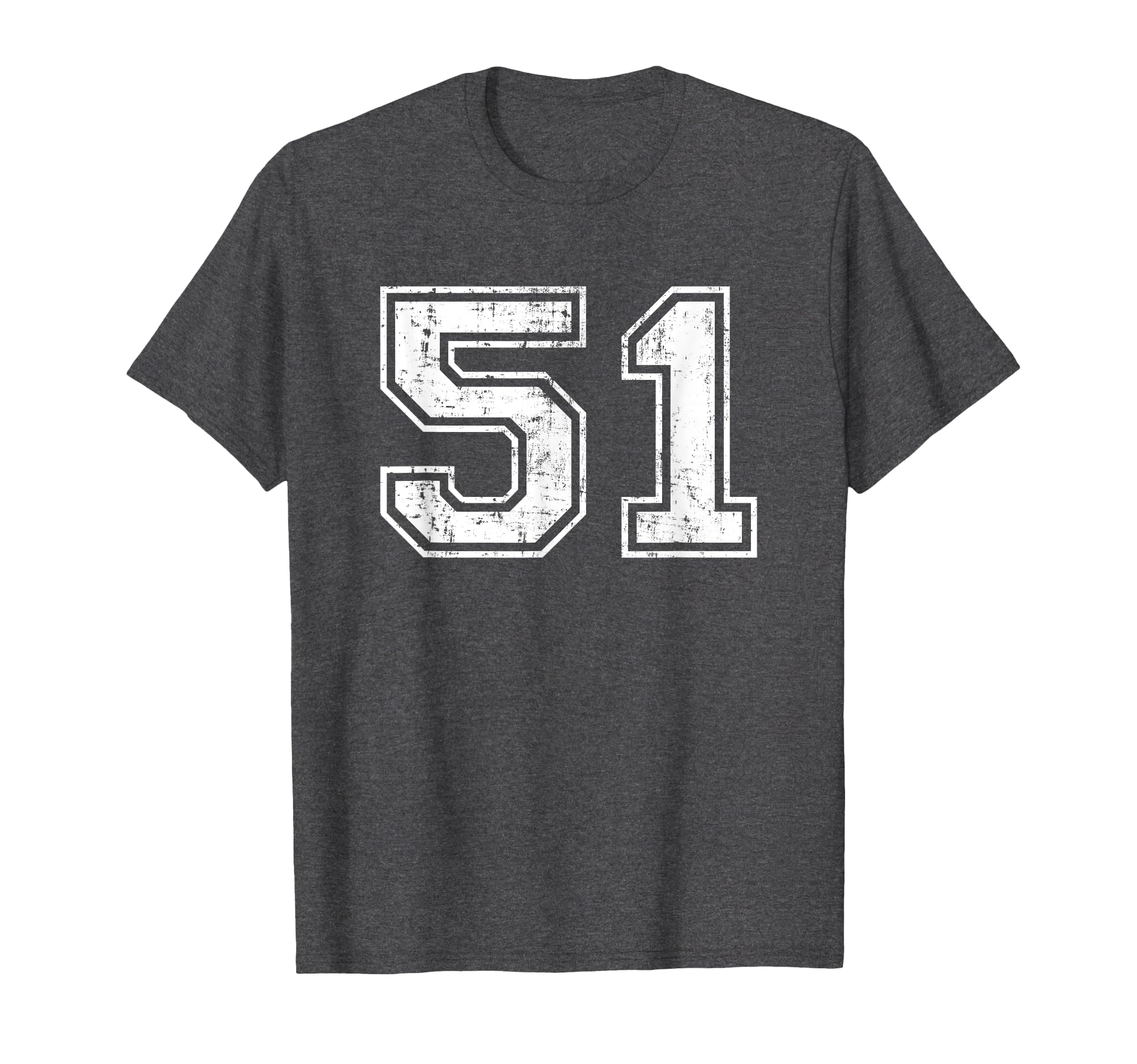 Number 51 Varsity Distressed Sports Team T-Shirt - Custom Art Print Unisex - T-Shirt, Sweatshirt, Hoodie