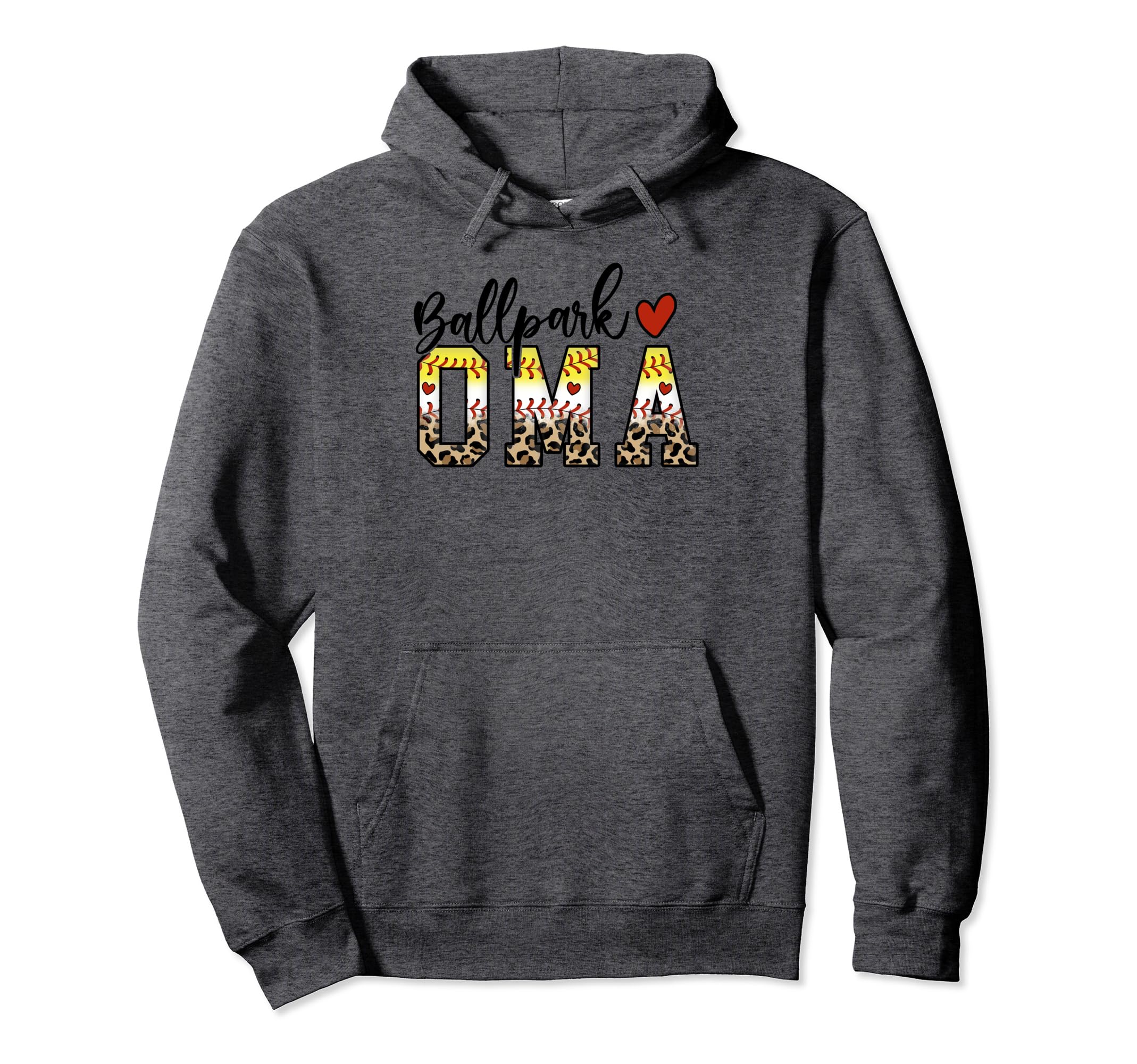 Ballpark Oma Baseball Softball Mom Leopard Hoodie - Trendy Graphic Unisex - T-Shirt, Sweatshirt, Hoodie