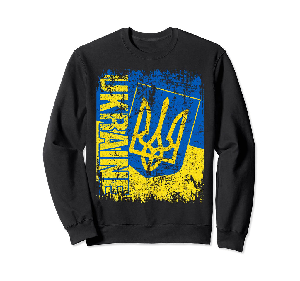 Ukraine Flag Distressed Ukraine Sweatshirt - Minimalist Print Unisex - T-Shirt, Sweatshirt, Hoodie