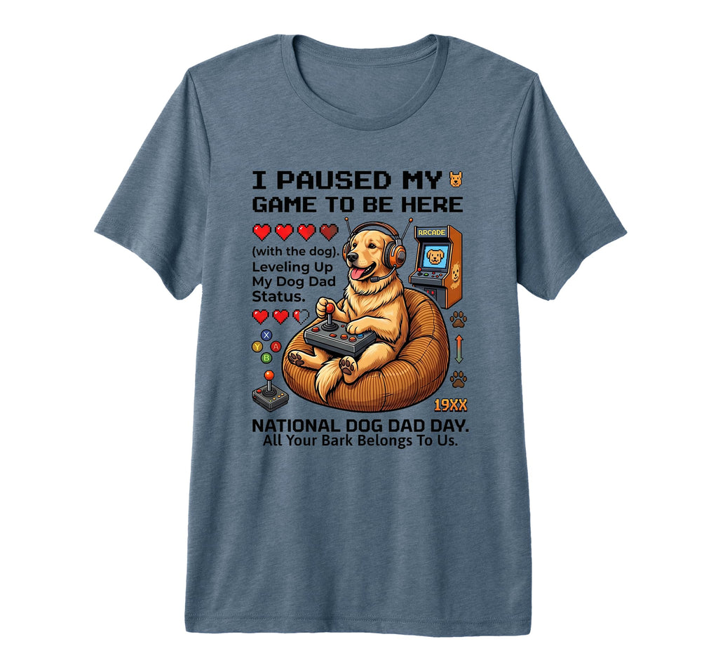 Mens Funny Gamer Dog Dad Arcade Fathers Day T-Shirt - Graphic Print Unisex - T-Shirt, Sweatshirt, Hoodie