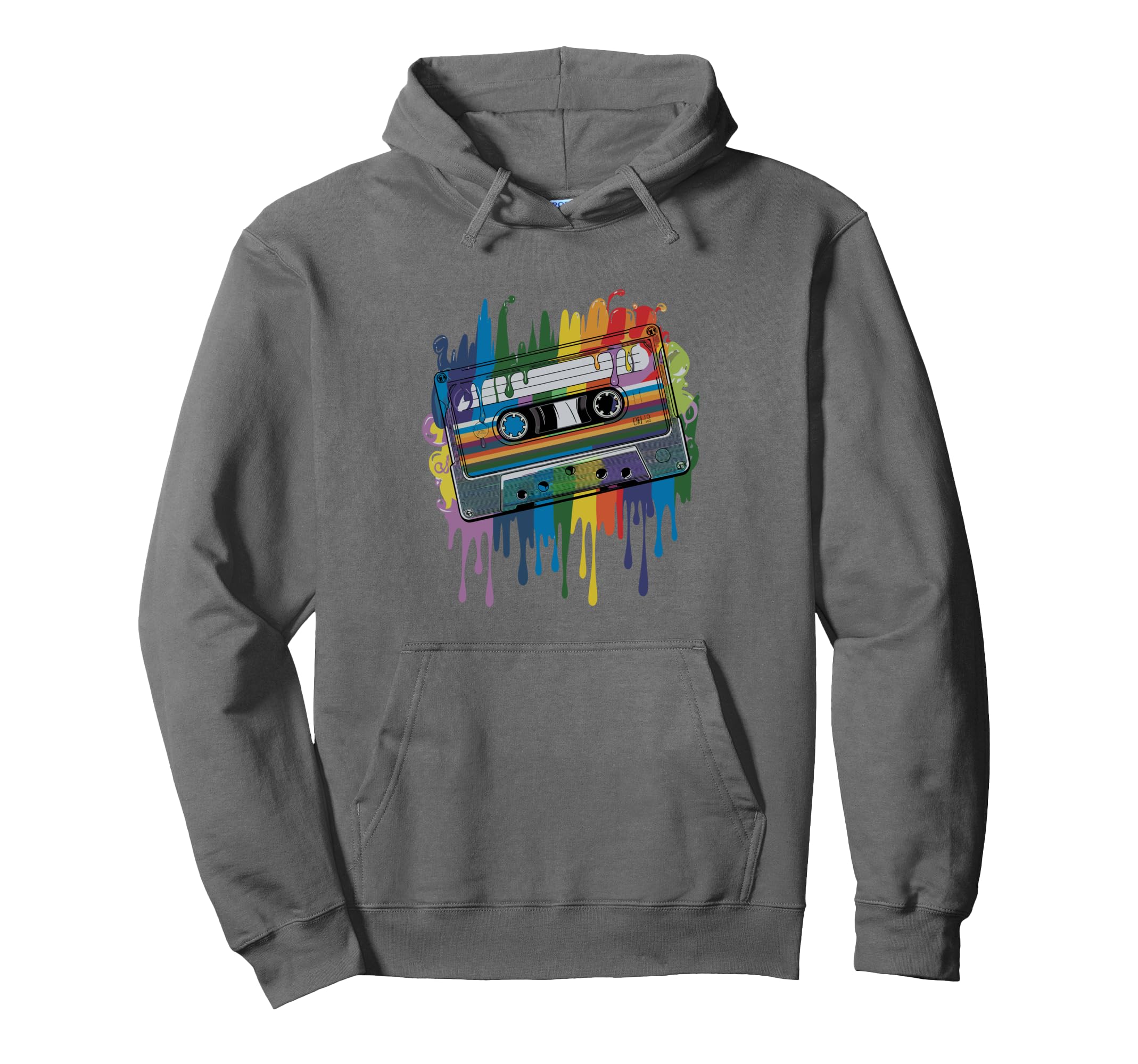 80S Cassette Splash Cassette Tape Hoodie - Unique Graphic for Adults - T-Shirt, Sweatshirt, Hoodie