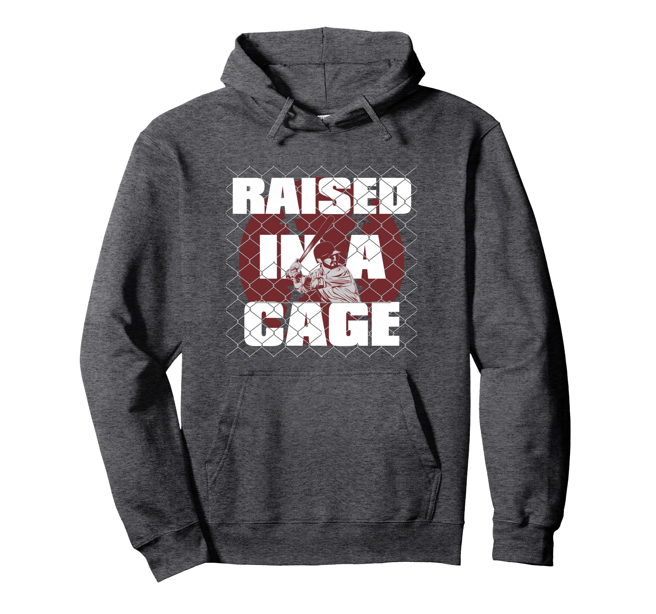 Baseball Raised Cage Hoodie - Casual Everyday Wear Men Women - T-Shirt, Sweatshirt, Hoodie
