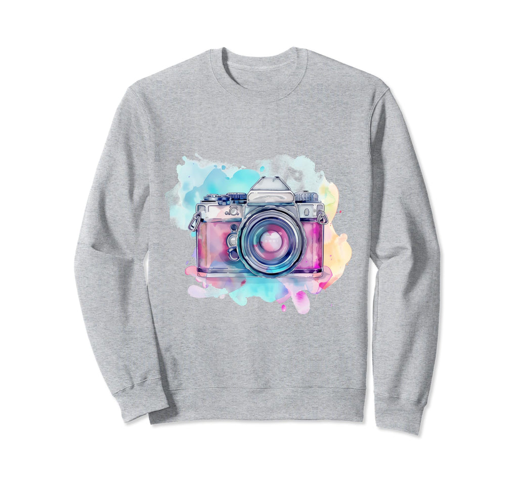Camera Photography Watercolor Art Sweatshirt - Trendy Graphic for Adults - T-Shirt, Sweatshirt, Hoodie