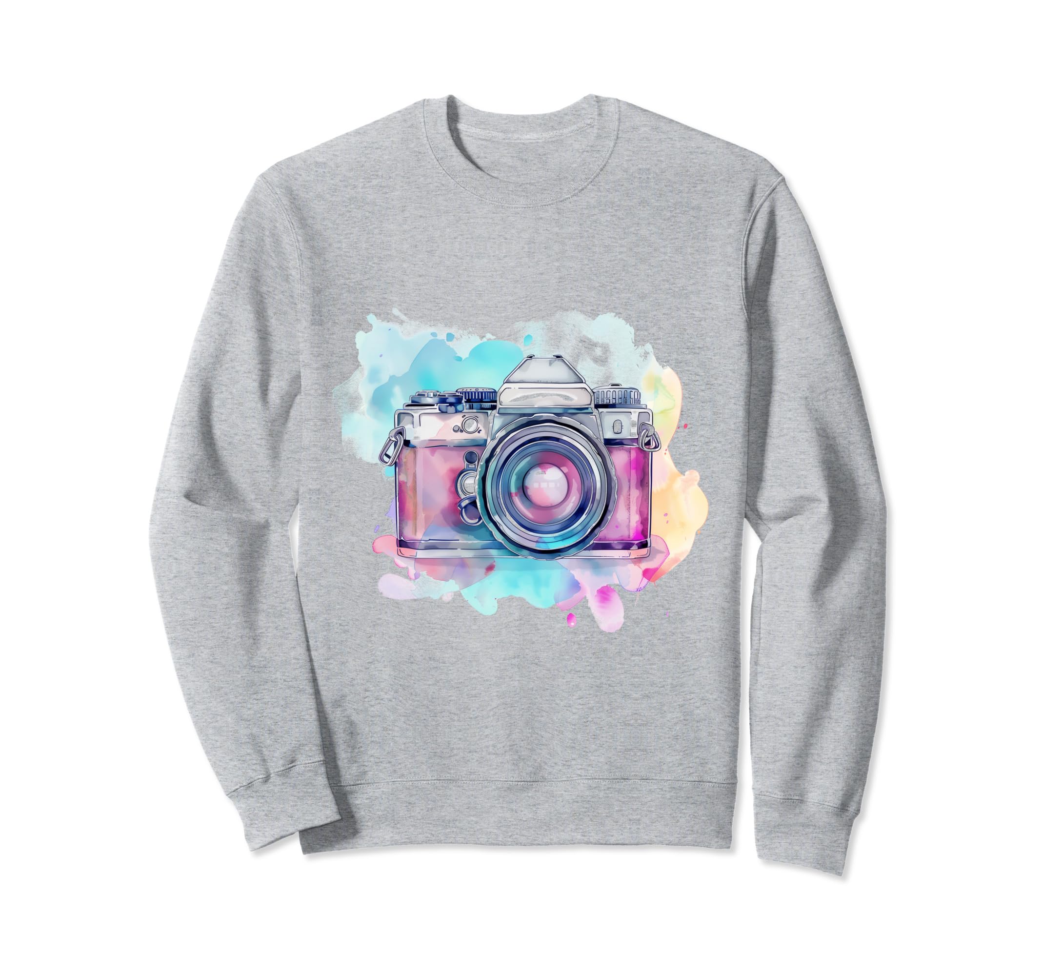 Camera Photography Watercolor Art Sweatshirt - Trendy Graphic for Adults - T-Shirt, Sweatshirt, Hoodie