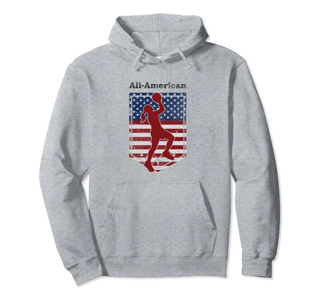 Patriotic All American Basketball Hoodie - Fun Novelty Design Unisex - T-Shirt, Sweatshirt, Hoodie