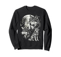 Wolf 90S Aesthetic Y2K Howling Wolf Moon Sweatshirt - Graphic Print Unisex - T-Shirt, Sweatshirt, Hoodie