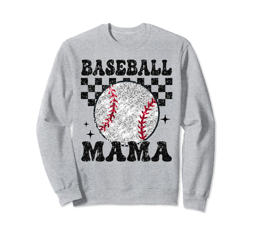 Baseball Mama Checkered Funny Sweatshirt - Unique Graphic Men Women - T-Shirt, Sweatshirt, Hoodie