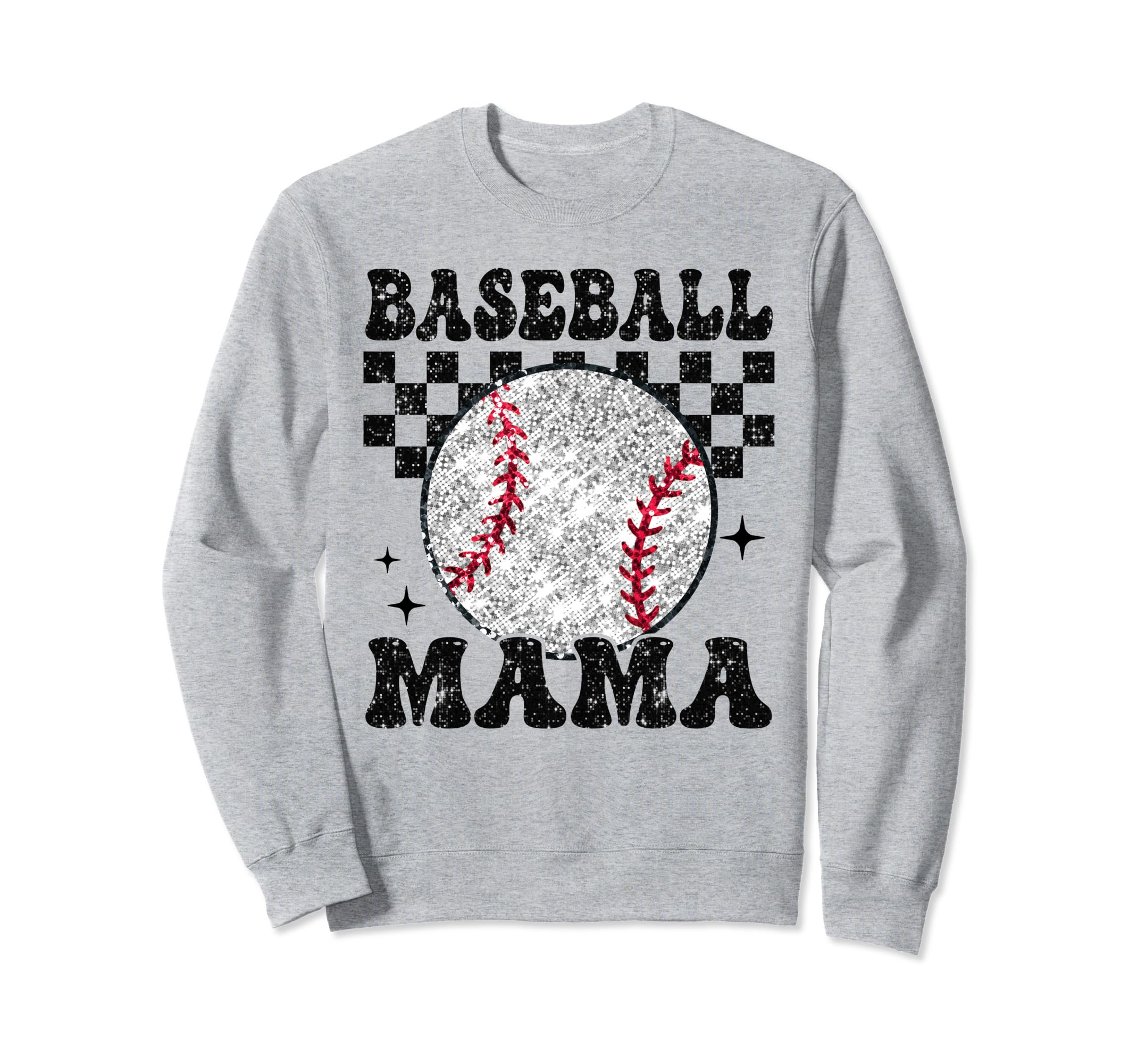 Baseball Mama Checkered Funny Sweatshirt - Unique Graphic Men Women - T-Shirt, Sweatshirt, Hoodie
