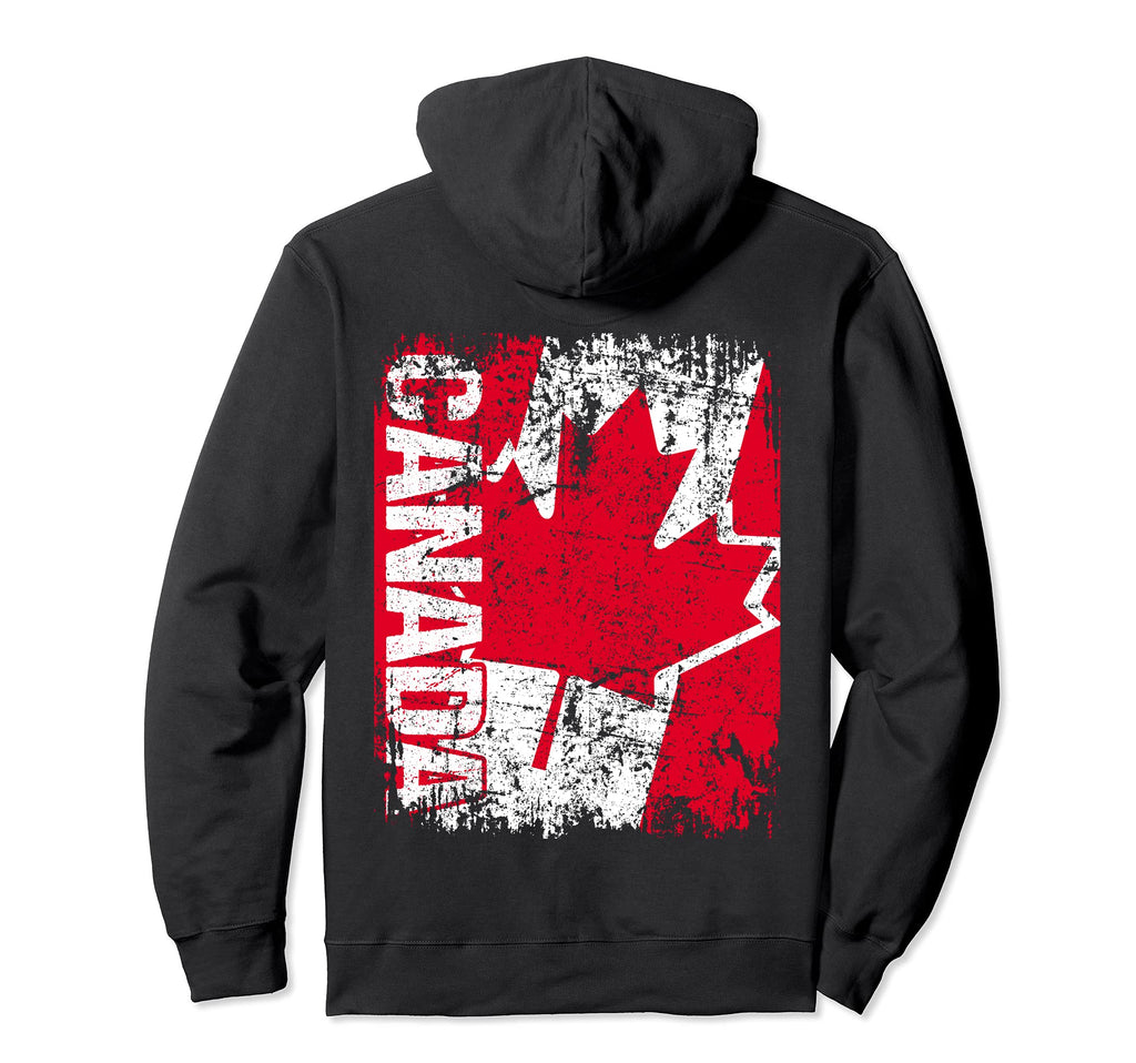 Canada Flag Distressed Canada Hoodie - Novelty Apparel Unisex - T-Shirt, Sweatshirt, Hoodie