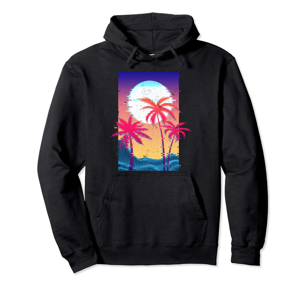 Palm Tree Sunrise Digital Landscape Hoodie - Unique Graphic Men Women - T-Shirt, Sweatshirt, Hoodie