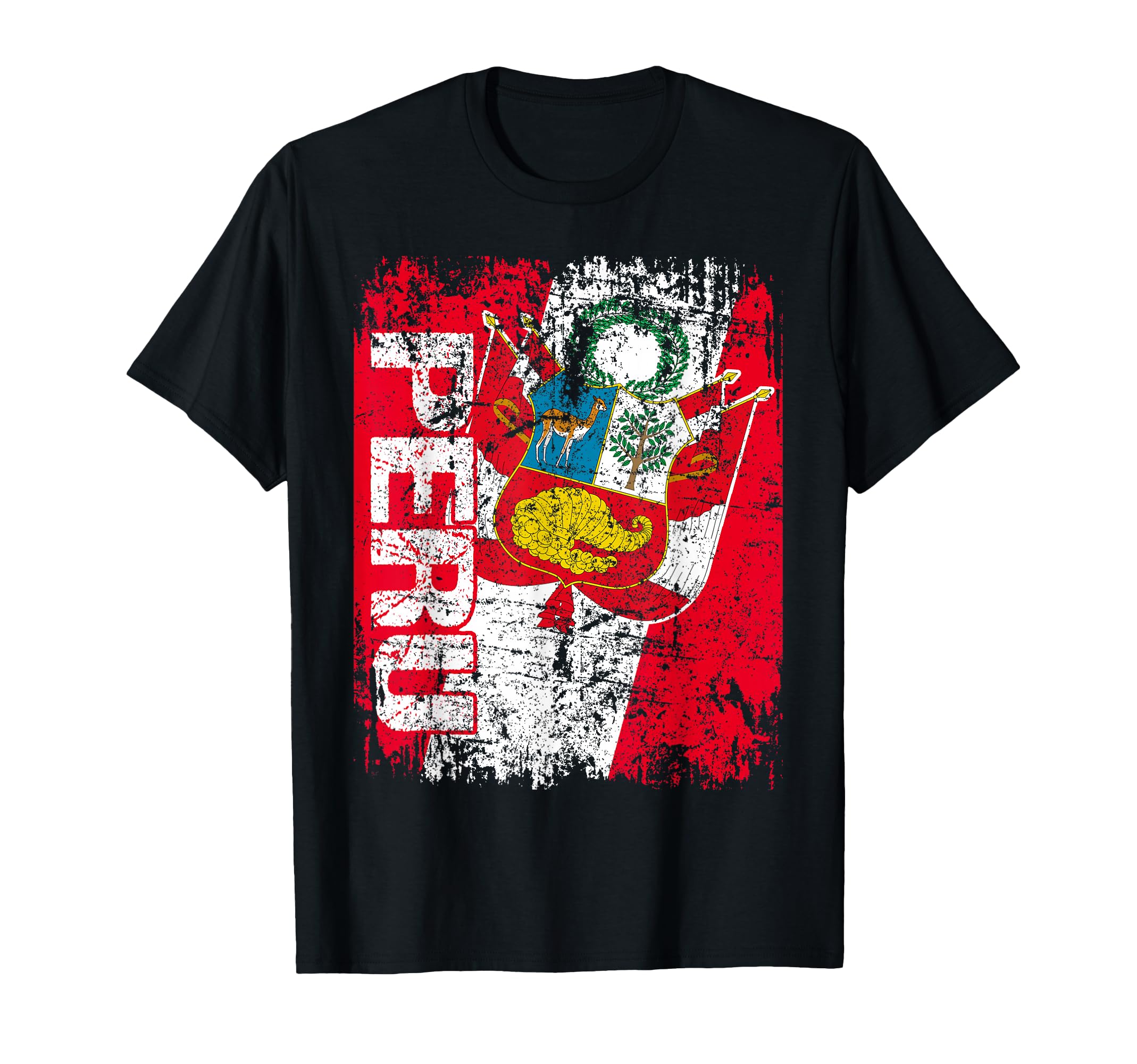Peru Flag Distressed Peru T-Shirt - Fun Novelty Design Men Women - T-Shirt, Sweatshirt, Hoodie