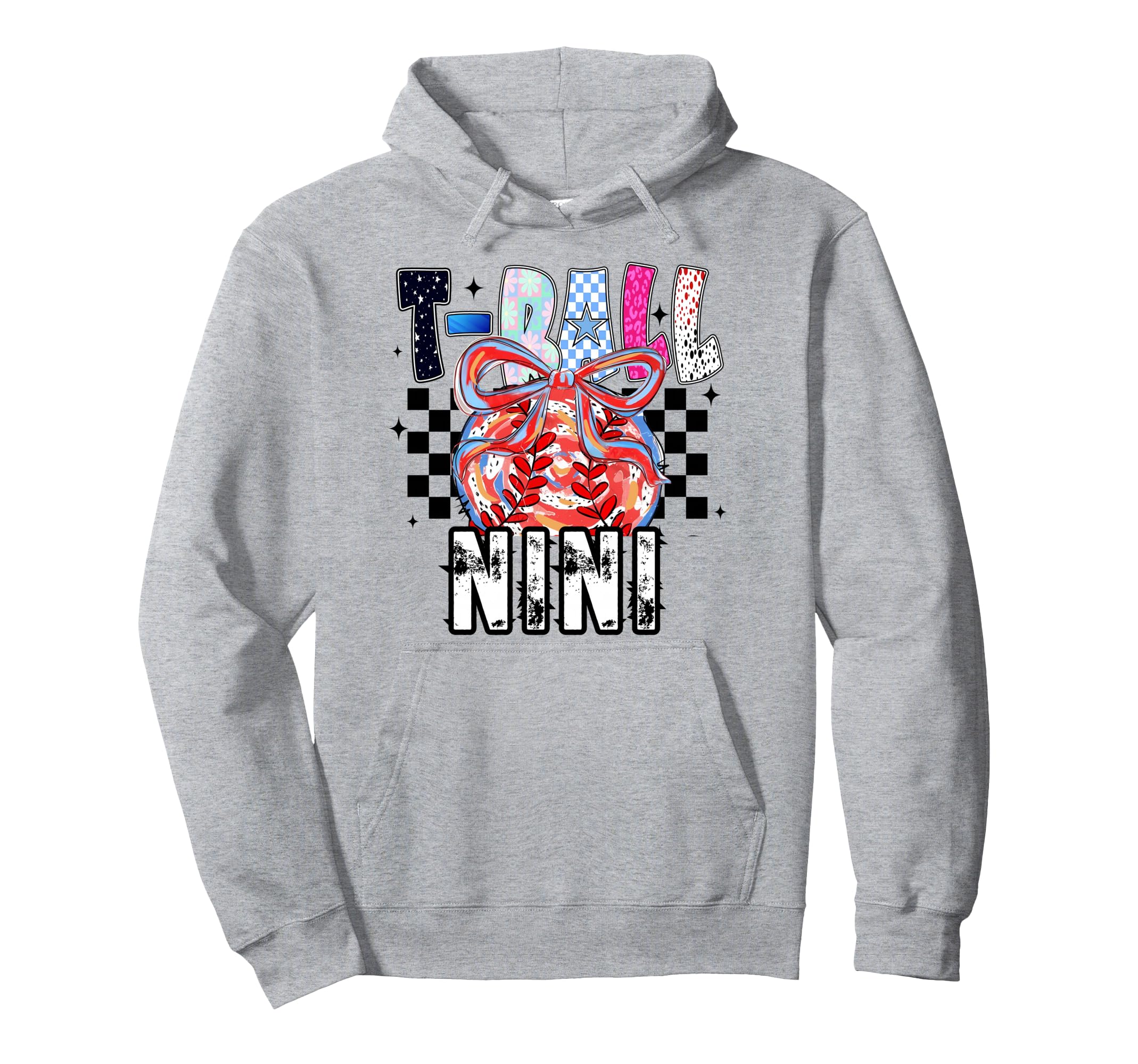 T Ball Baseball Checkered Nini Hoodie - Trendy Graphic Men Women - T-Shirt, Sweatshirt, Hoodie