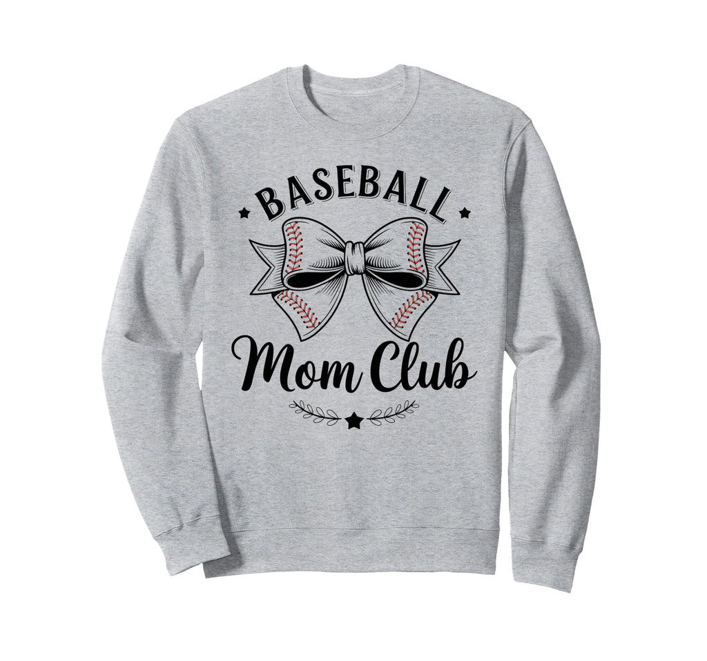 Baseball Mom Club Bow Sweatshirt - Novelty Apparel Unisex - T-Shirt, Sweatshirt, Hoodie