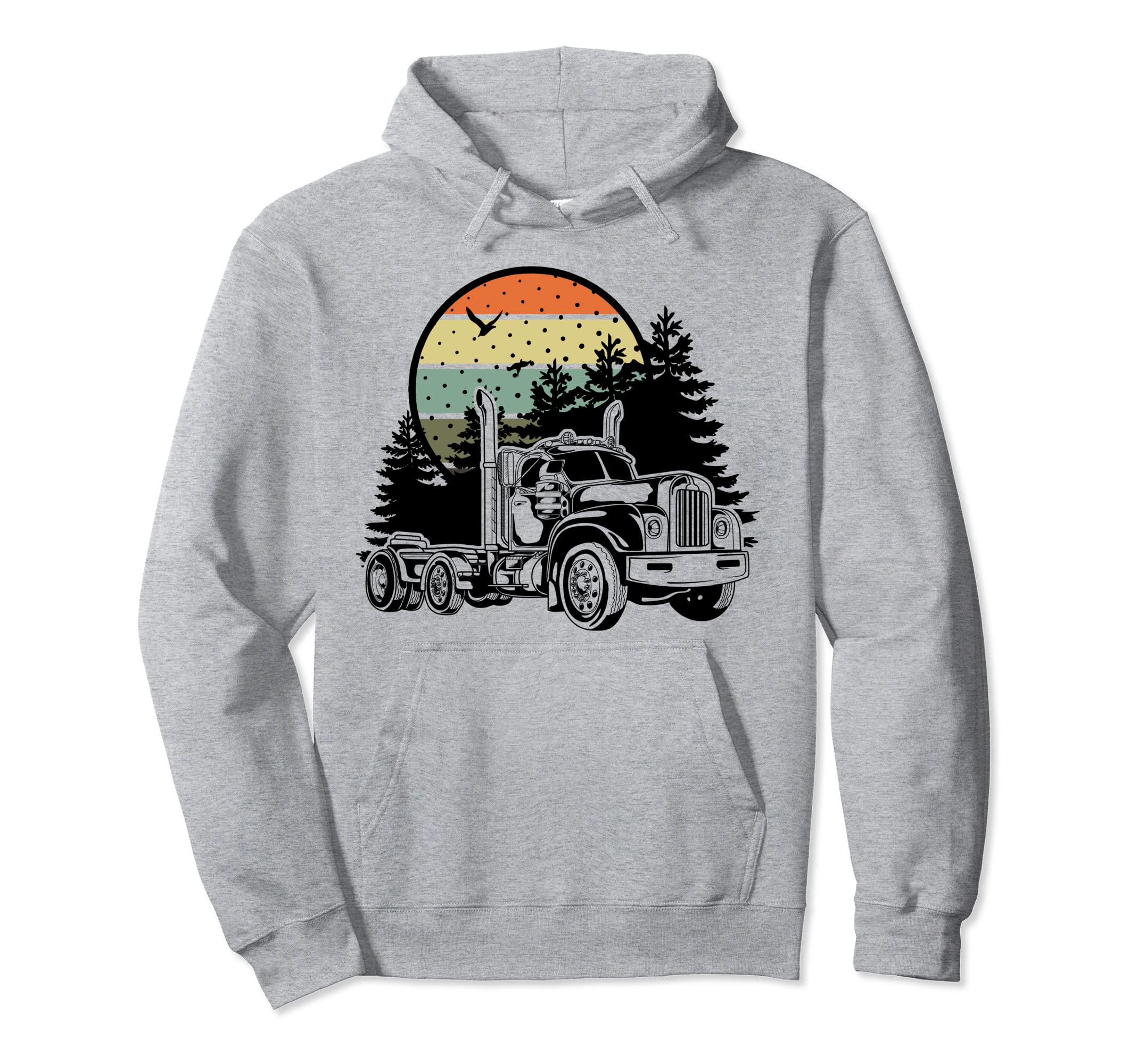 Bobtail Semi Truck Forest Sunset Hoodie - Casual Everyday Wear Unisex - T-Shirt, Sweatshirt, Hoodie