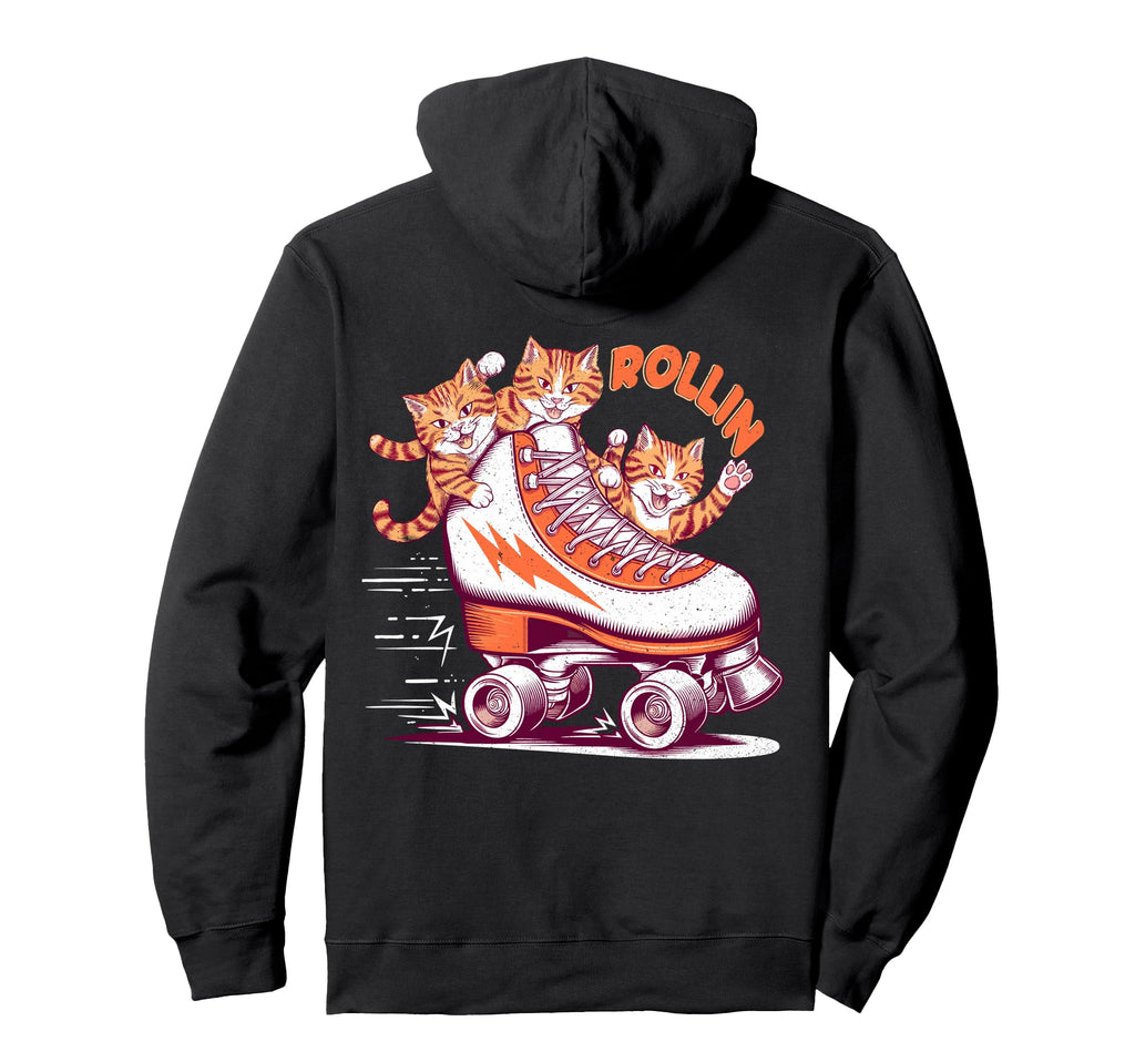 Rollin Funny Cats Roller Skate Art Hoodie - Streetwear Style for Adults - T-Shirt, Sweatshirt, Hoodie