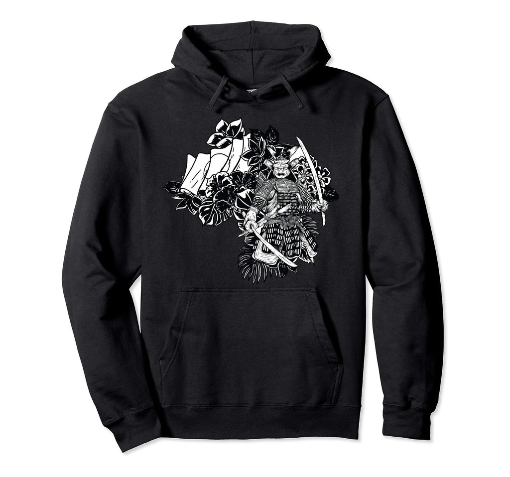 Japanese Samurai Black And White Hoodie - Trendy Graphic Men Women - T-Shirt, Sweatshirt, Hoodie