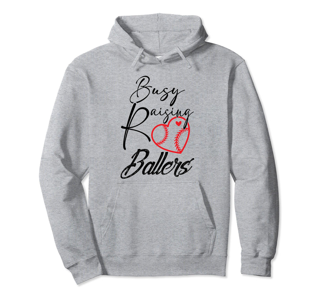 Busy Raising Ballers Heart Softball Baseball Hoodie - Graphic Print Unisex - T-Shirt, Sweatshirt, Hoodie