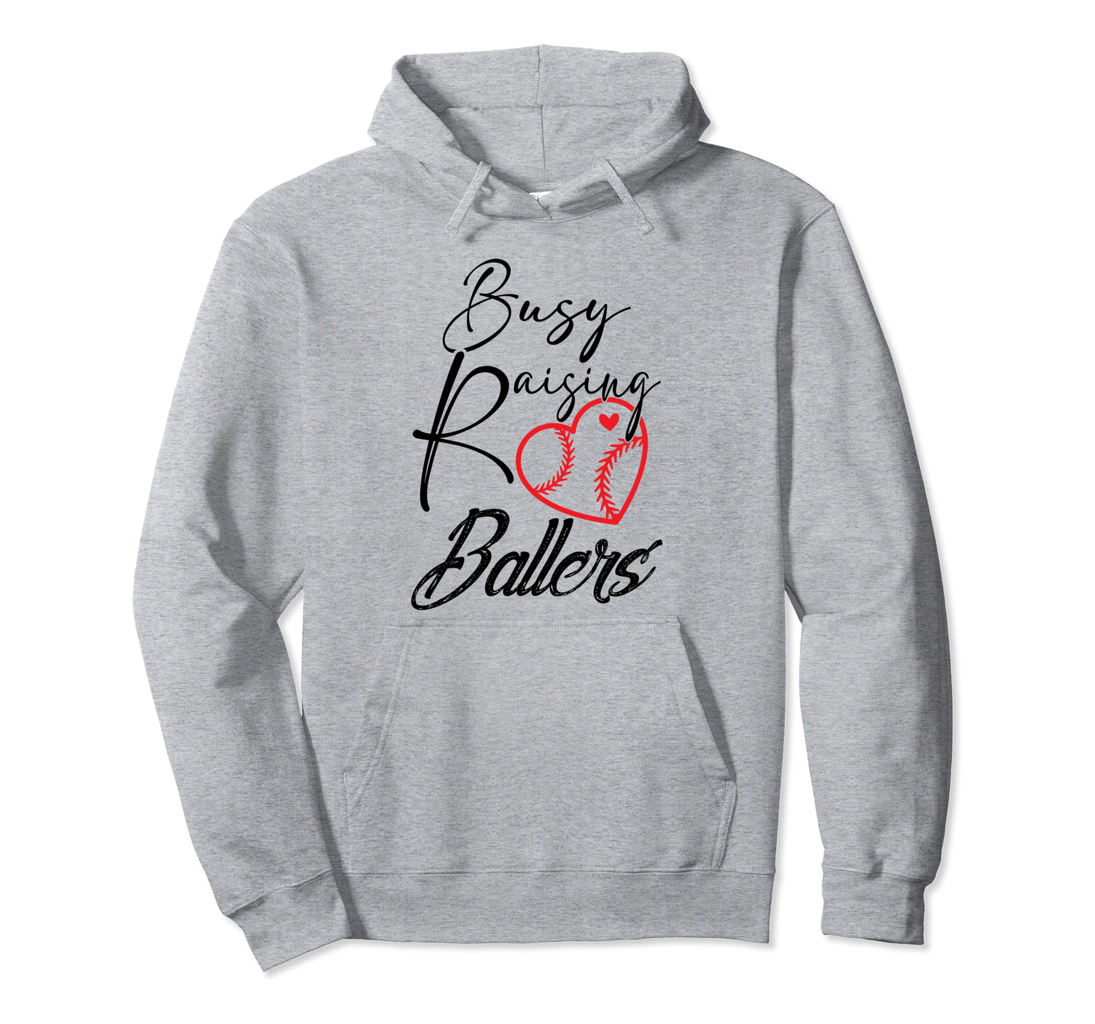 Busy Raising Ballers Heart Softball Baseball Hoodie - Graphic Print Unisex - T-Shirt, Sweatshirt, Hoodie
