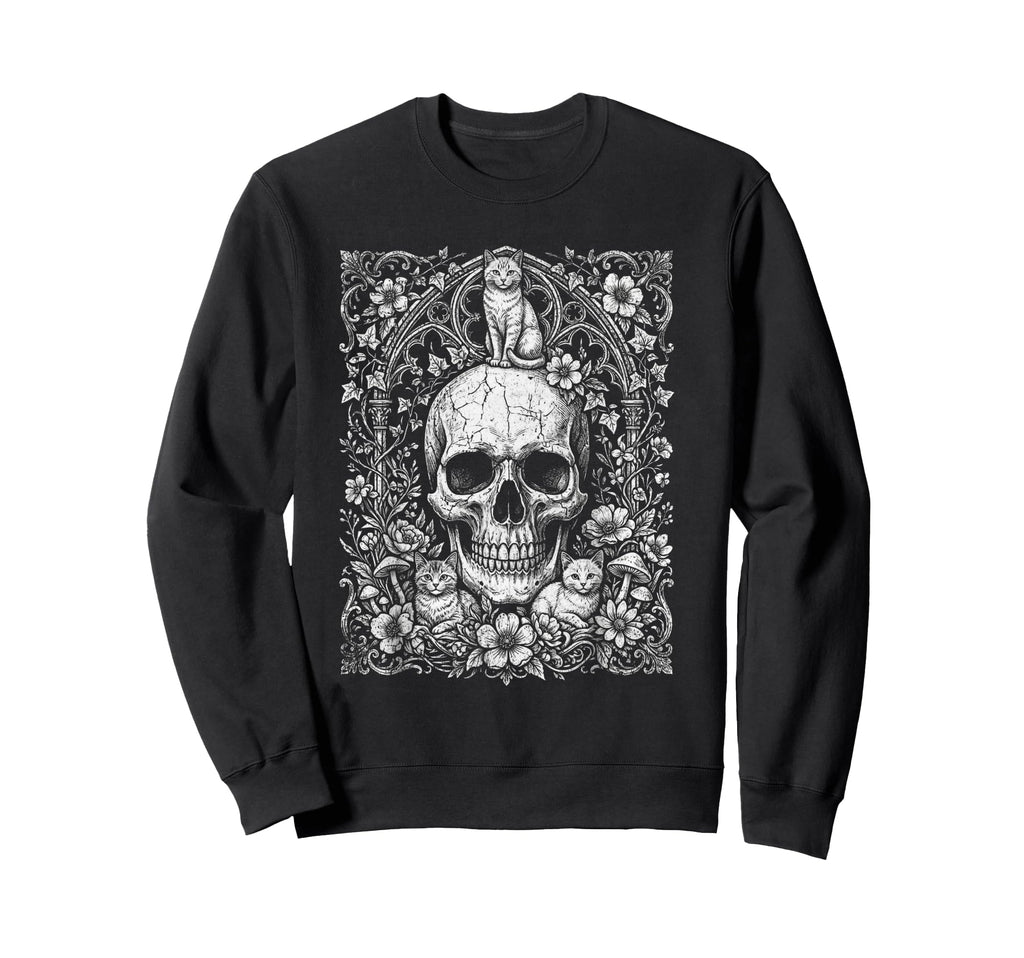 Skull Cat Skeleton Kitty Kitten Sweatshirt - Streetwear Style for Adults - T-Shirt, Sweatshirt, Hoodie