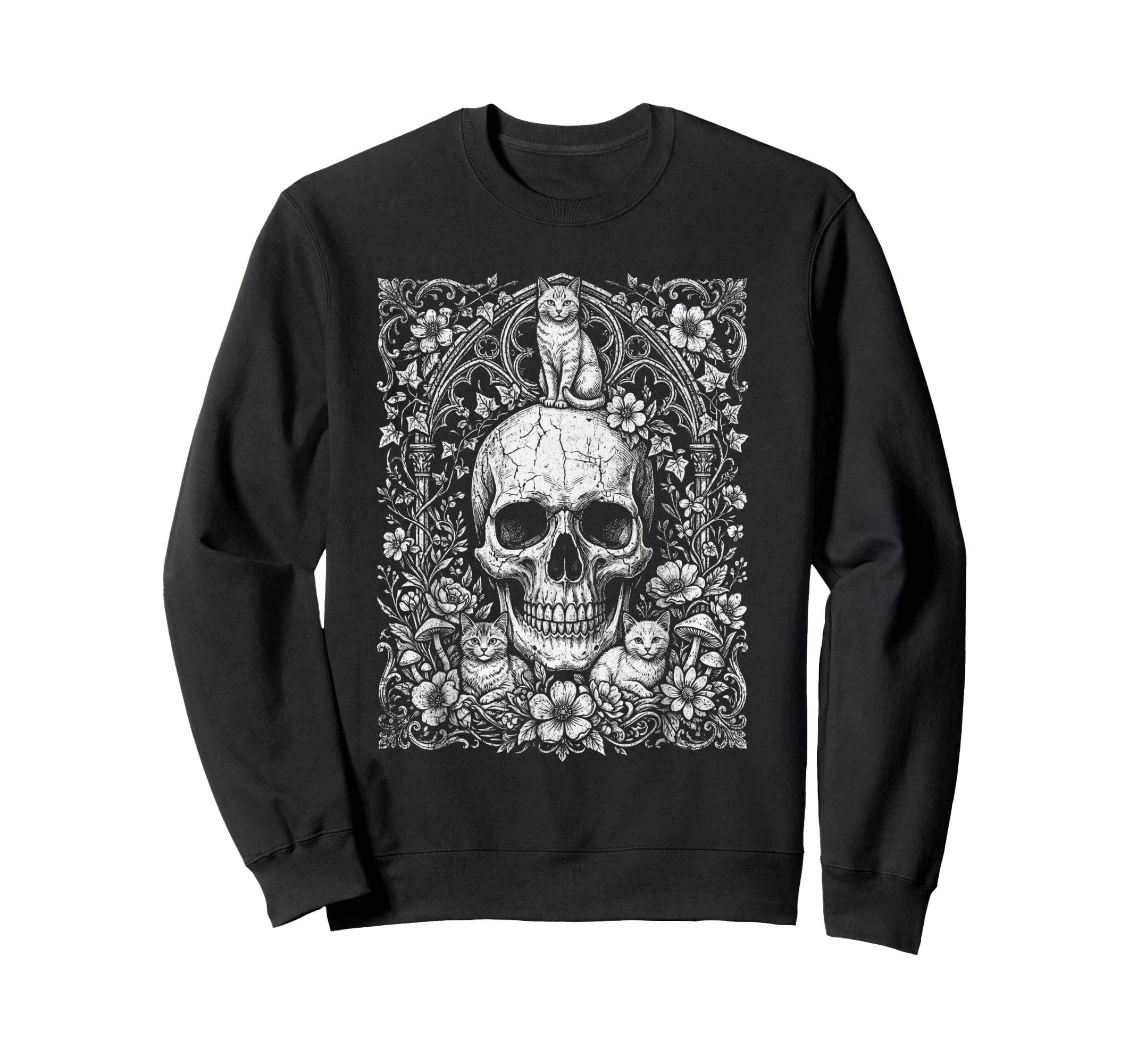 Skull Cat Skeleton Kitty Kitten Sweatshirt - Streetwear Style for Adults - T-Shirt, Sweatshirt, Hoodie