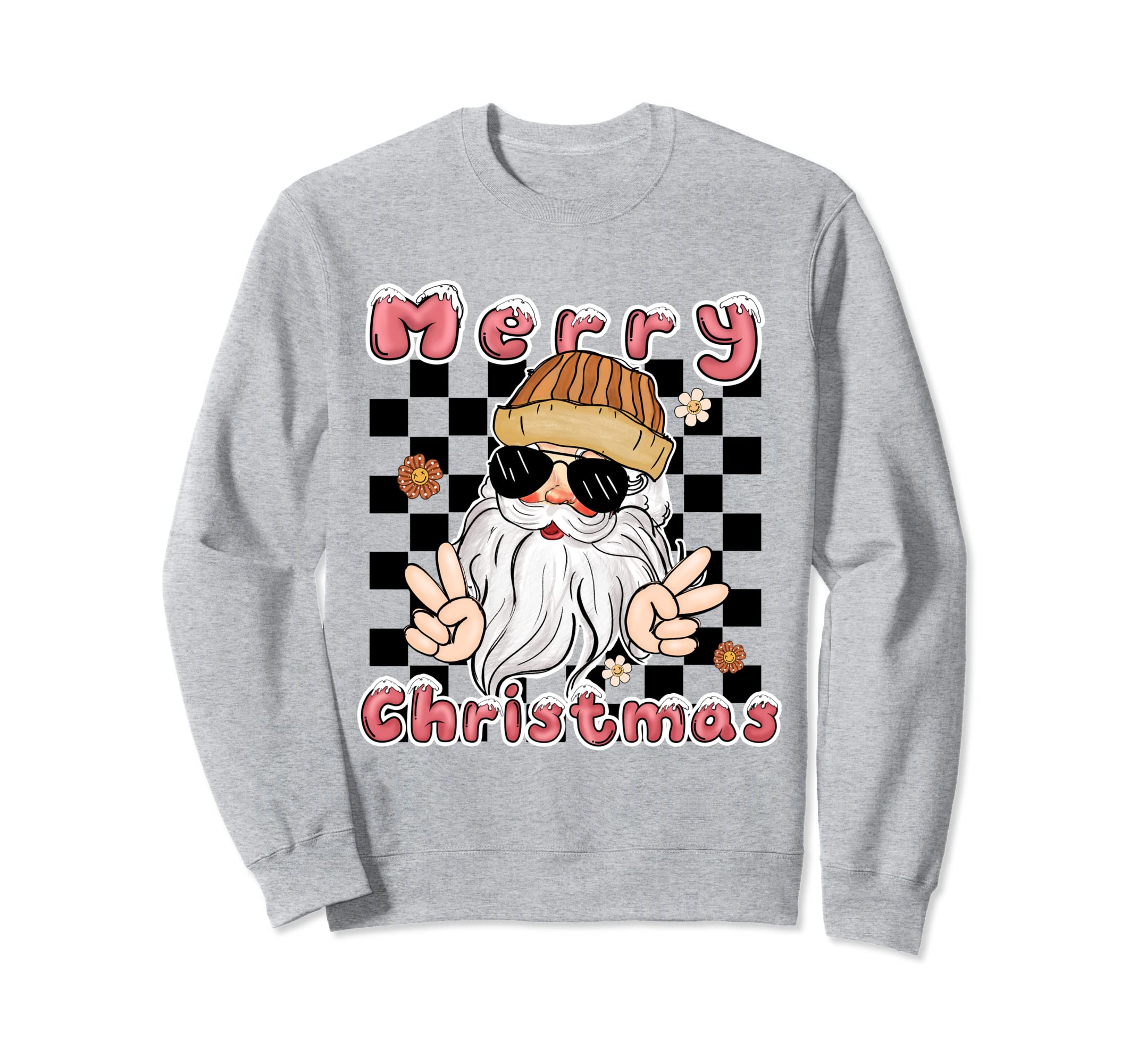 Groovy Santa Claus Peace Boho Floral Sweatshirt - Trendy Graphic Men Women - T-Shirt, Sweatshirt, Hoodie