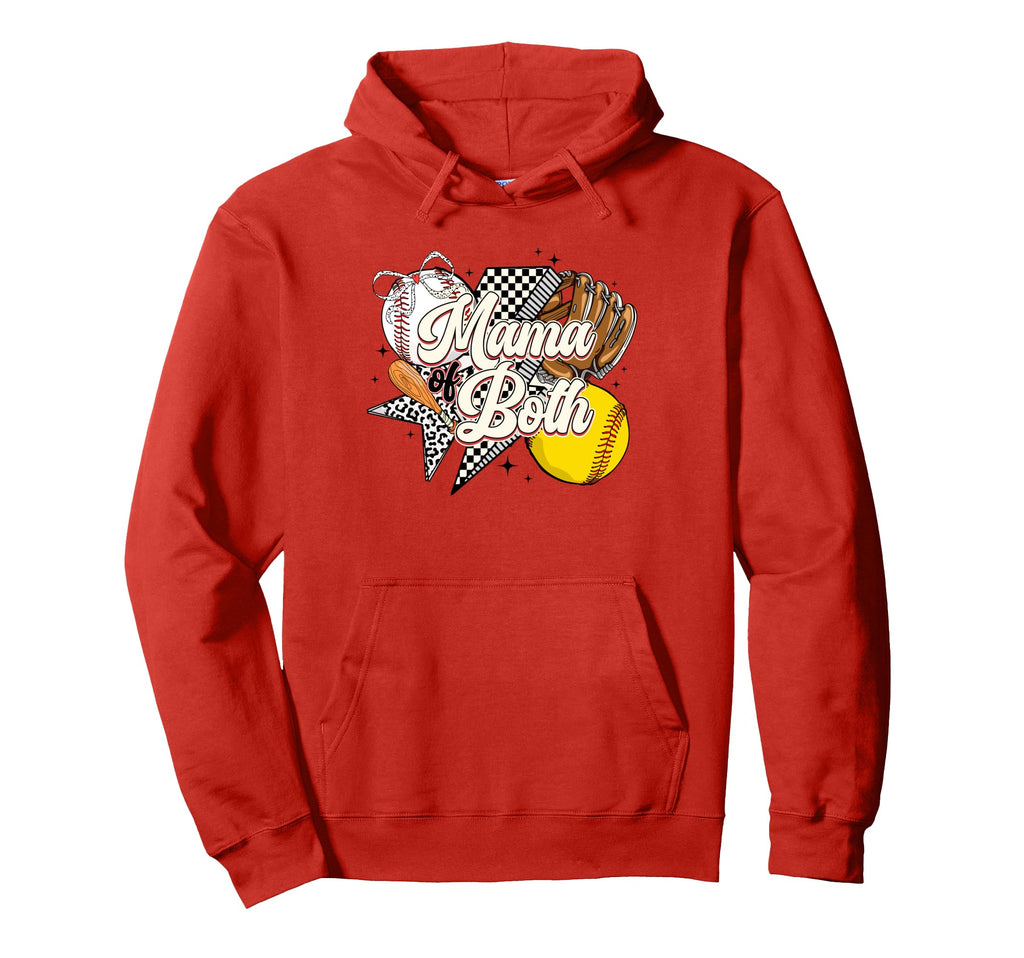 Mama Both Baseball And Softball Mom Hoodie - Novelty Apparel for Adults - T-Shirt, Sweatshirt, Hoodie