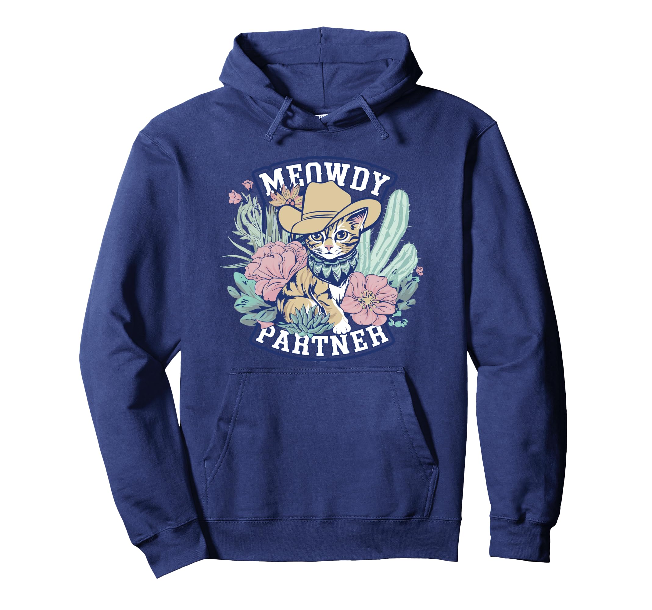 Funny Cowboy Cat Meowdy Howdy Y2K Western Hoodie - Minimalist Print Unisex - T-Shirt, Sweatshirt, Hoodie