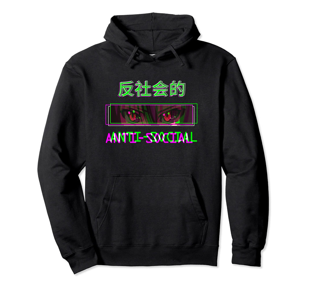 Anti Social Japanese Text Aesthetic Hoodie - Custom Art Print for Adults - T-Shirt, Sweatshirt, Hoodie