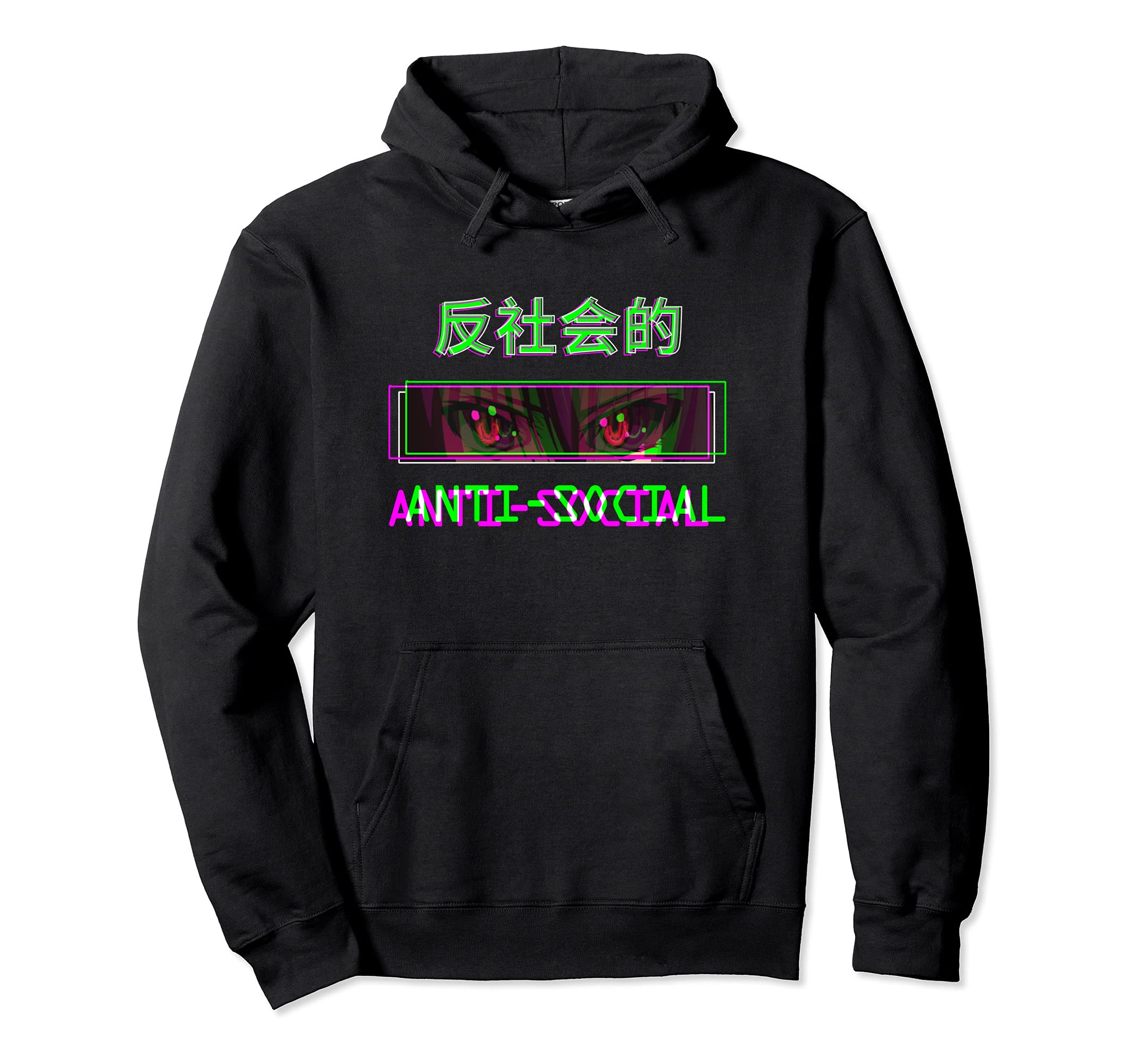 Anti Social Japanese Text Aesthetic Hoodie - Custom Art Print for Adults - T-Shirt, Sweatshirt, Hoodie