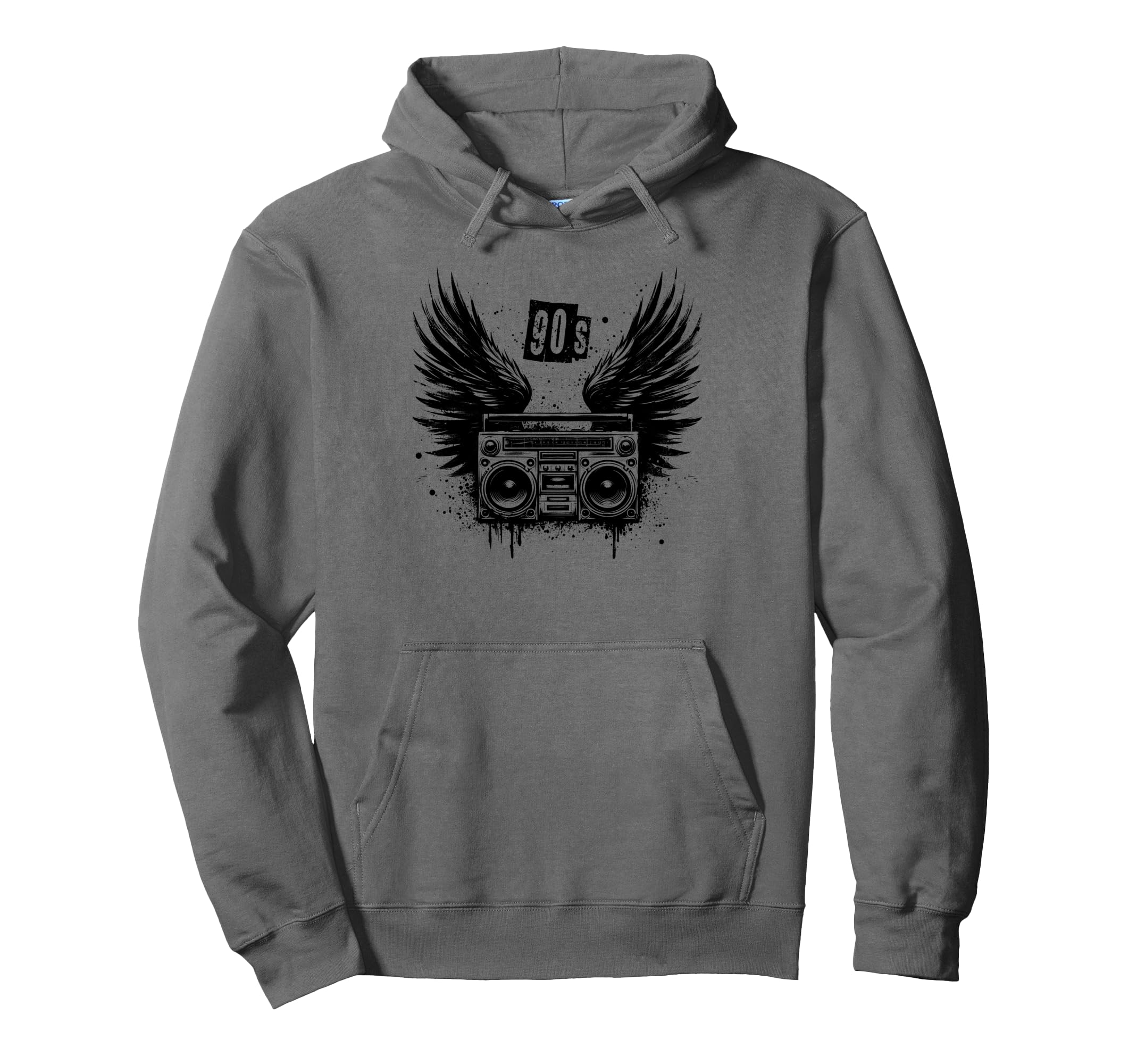 Boombox Wings 90S Ghettoblaster Hip Hoodie - Custom Art Print for Adults - T-Shirt, Sweatshirt, Hoodie