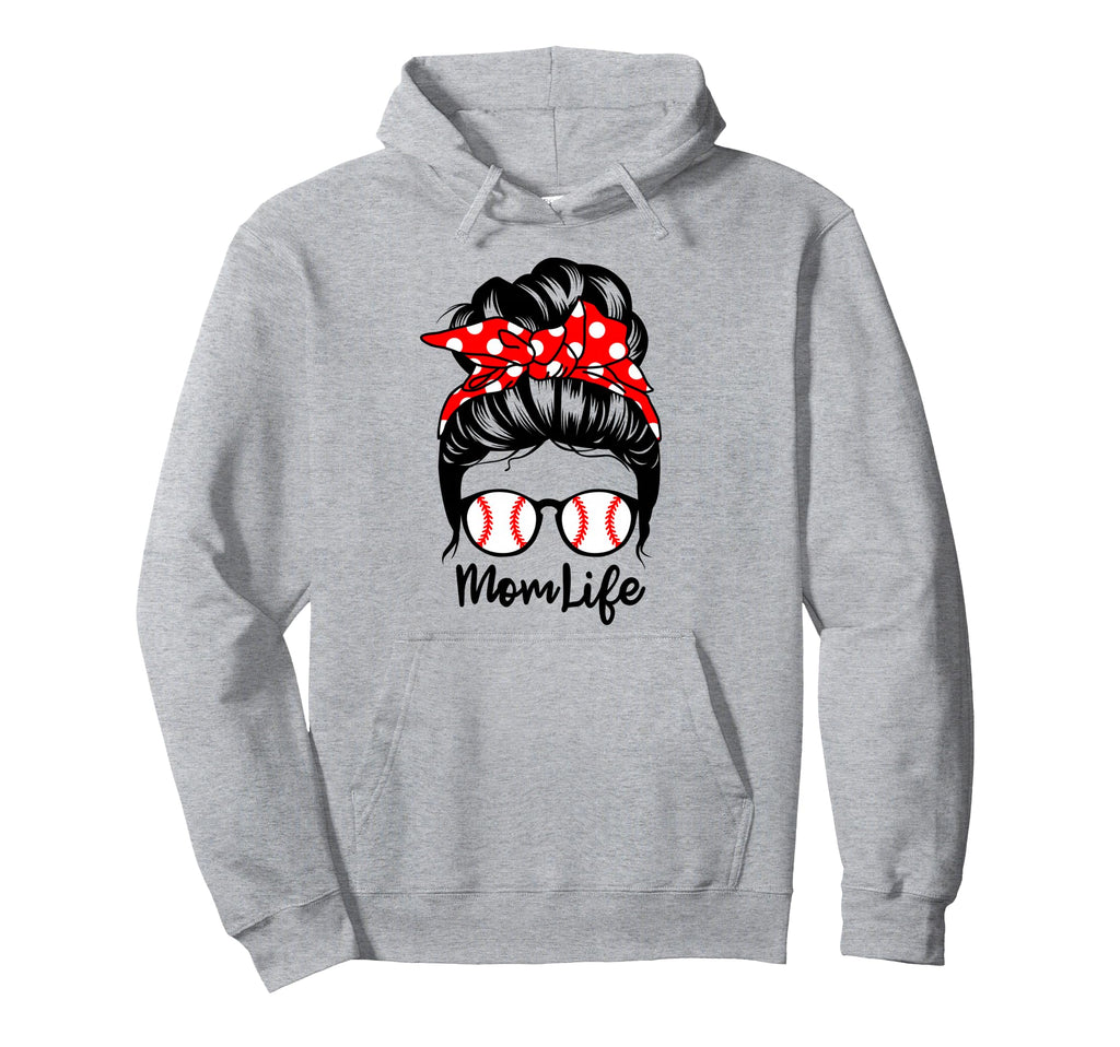 Mom Life Messy Bun Hair Funny Baseball Hoodie - Custom Art Print Men Women - T-Shirt, Sweatshirt, Hoodie