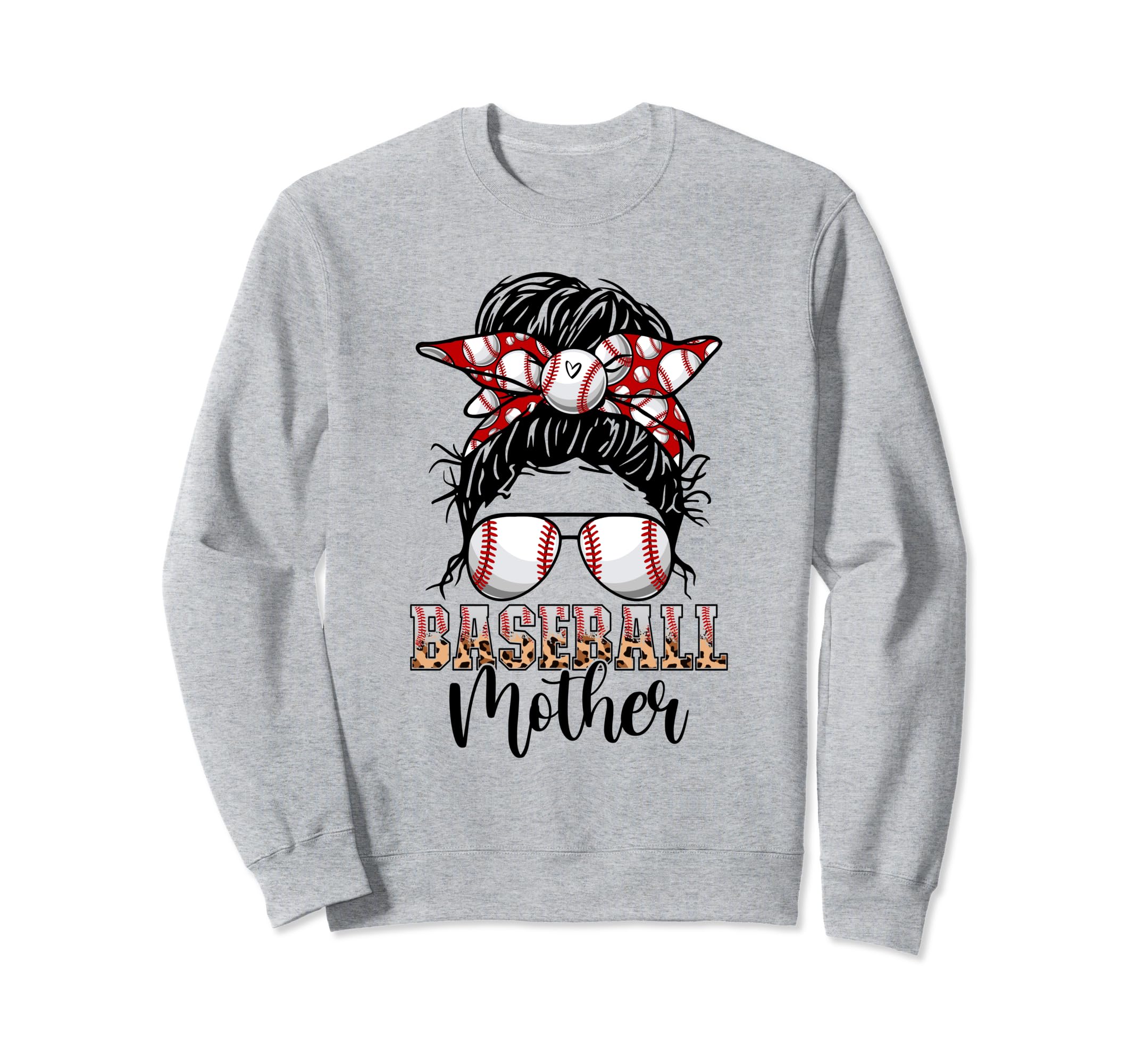 Baseball Bonus Mom Messy Bun Game Day Sweatshirt - Graphic Print Men Women - T-Shirt, Sweatshirt, Hoodie