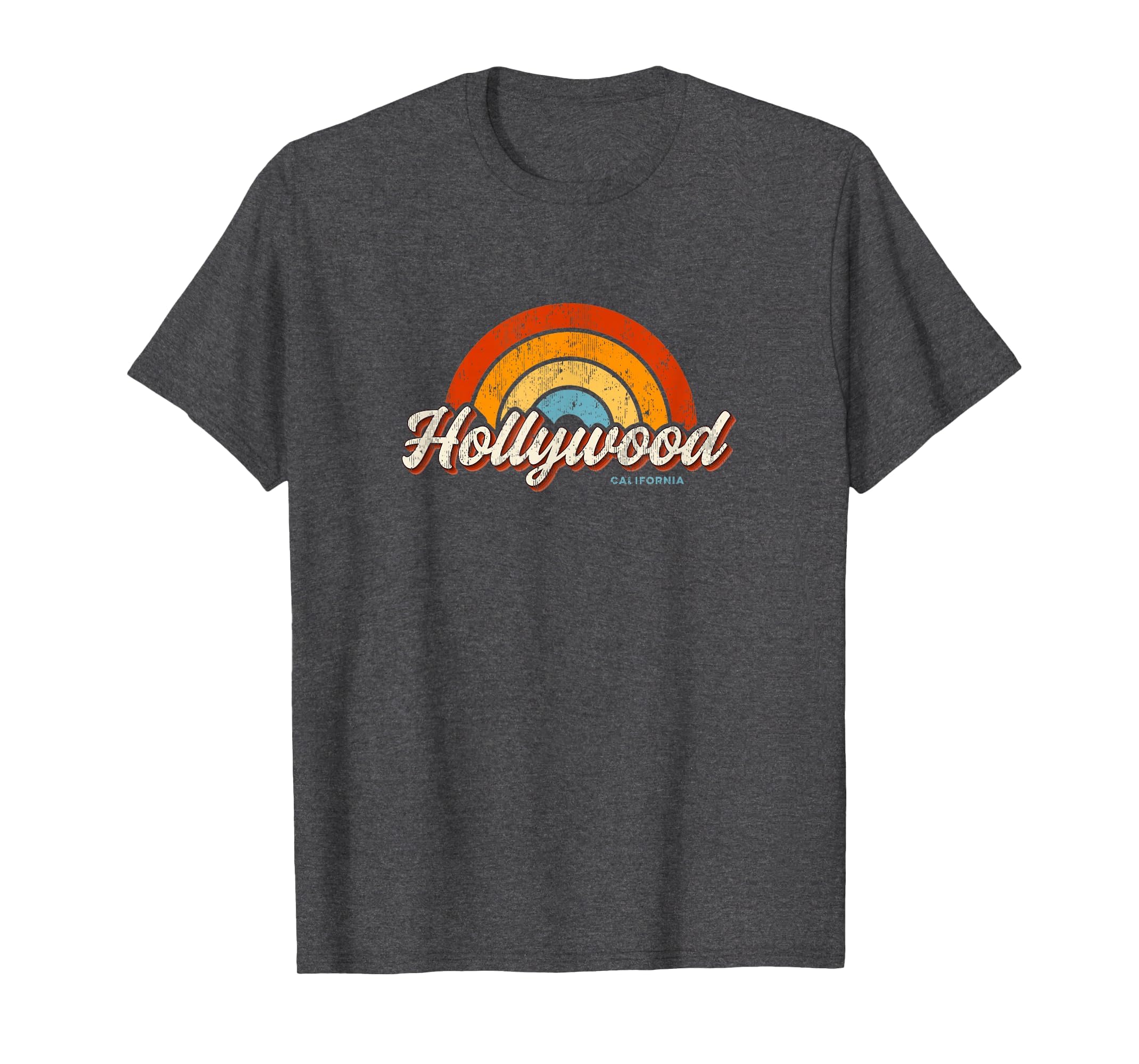 Hollywood California Ca Rainbow 70S T-Shirt - Custom Art Print Men Women - T-Shirt, Sweatshirt, Hoodie