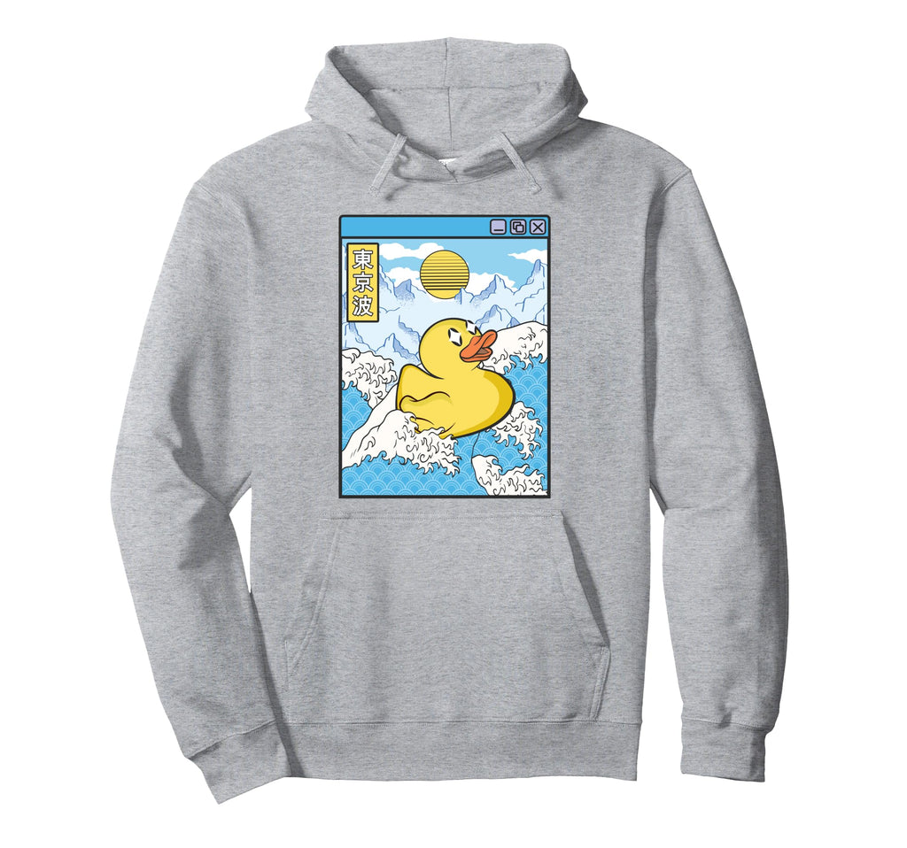 Surfing Rubber Duck Japanese Waves Hoodie - Custom Art Print Men Women - T-Shirt, Sweatshirt, Hoodie