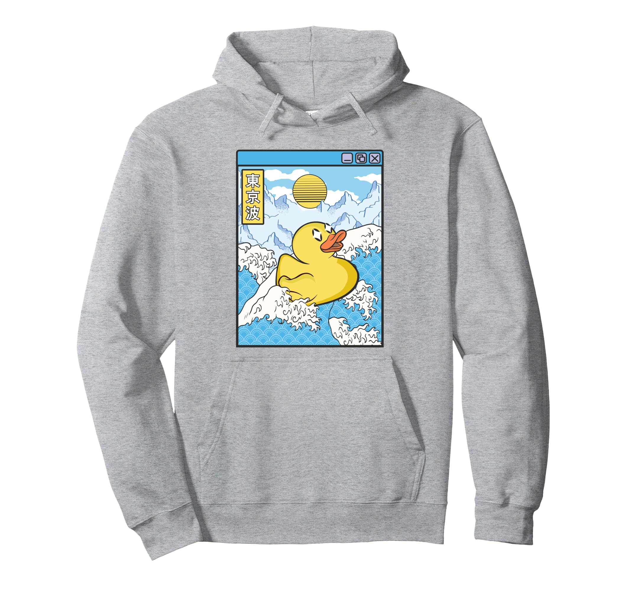 Surfing Rubber Duck Japanese Waves Hoodie - Custom Art Print Men Women - T-Shirt, Sweatshirt, Hoodie