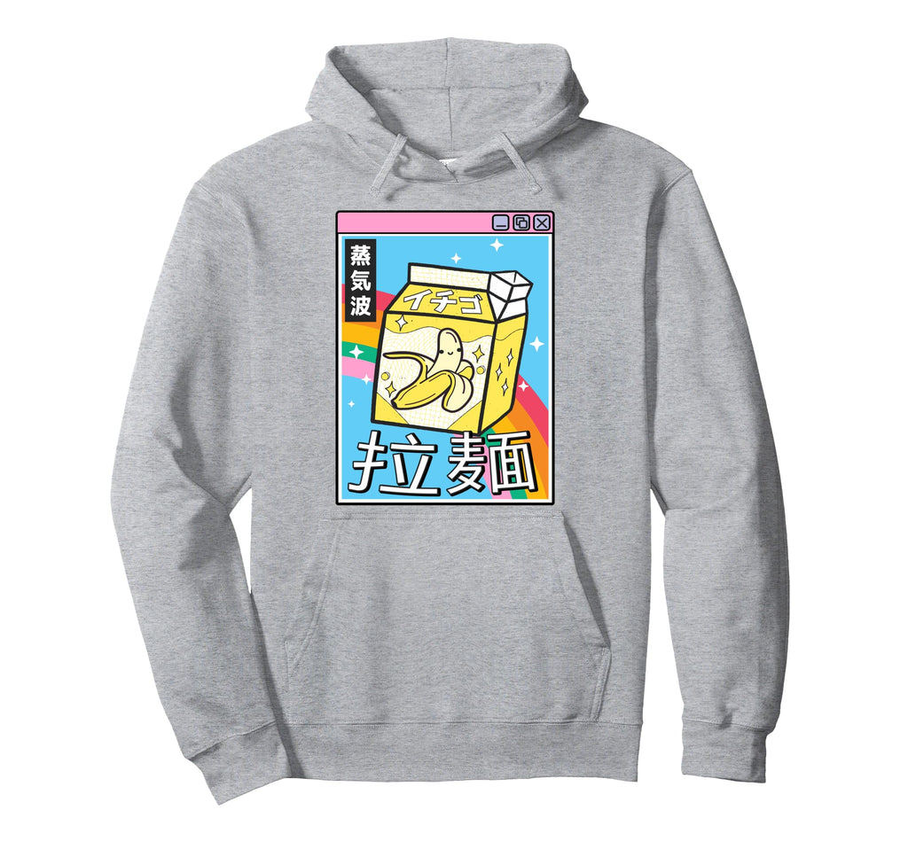 Banana Milk Carton Kawaii Rainbow Hoodie - Aesthetic Graphic Men Women - T-Shirt, Sweatshirt, Hoodie